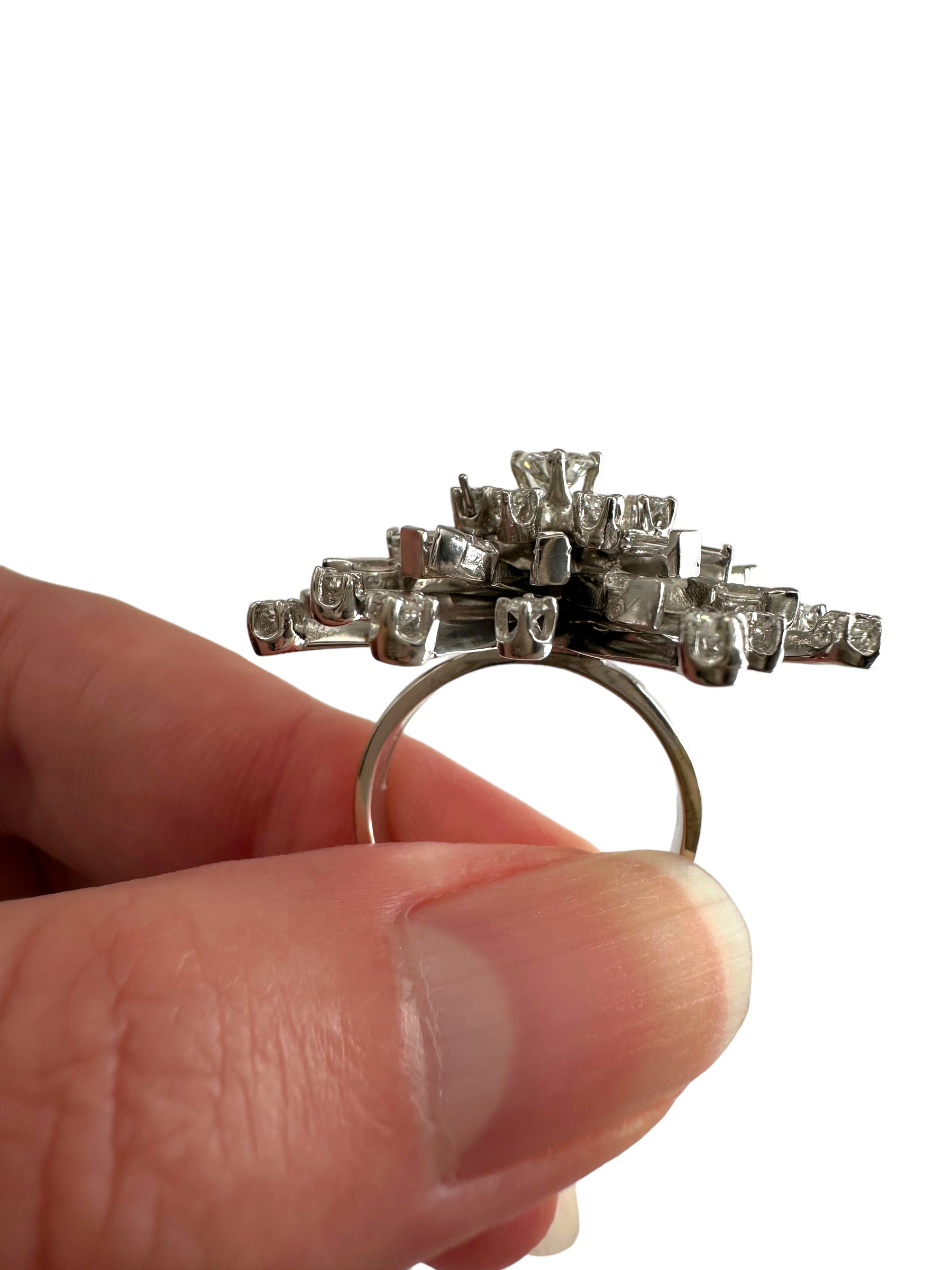 14k Diamond Starburst Ring