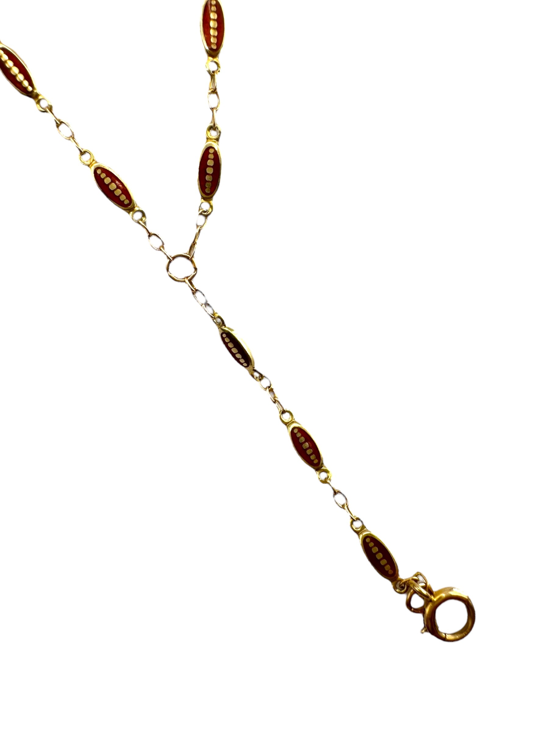 14k Red Enamel Dots Watch Chain