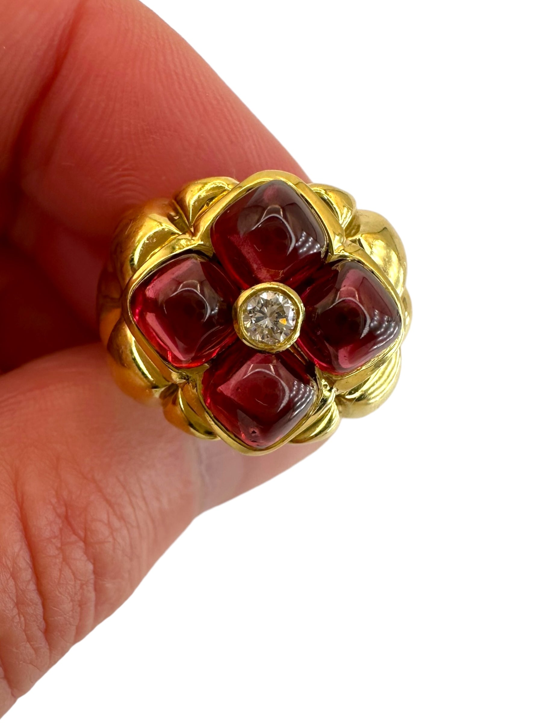 18k Tourmaline Diamond Clover Ring