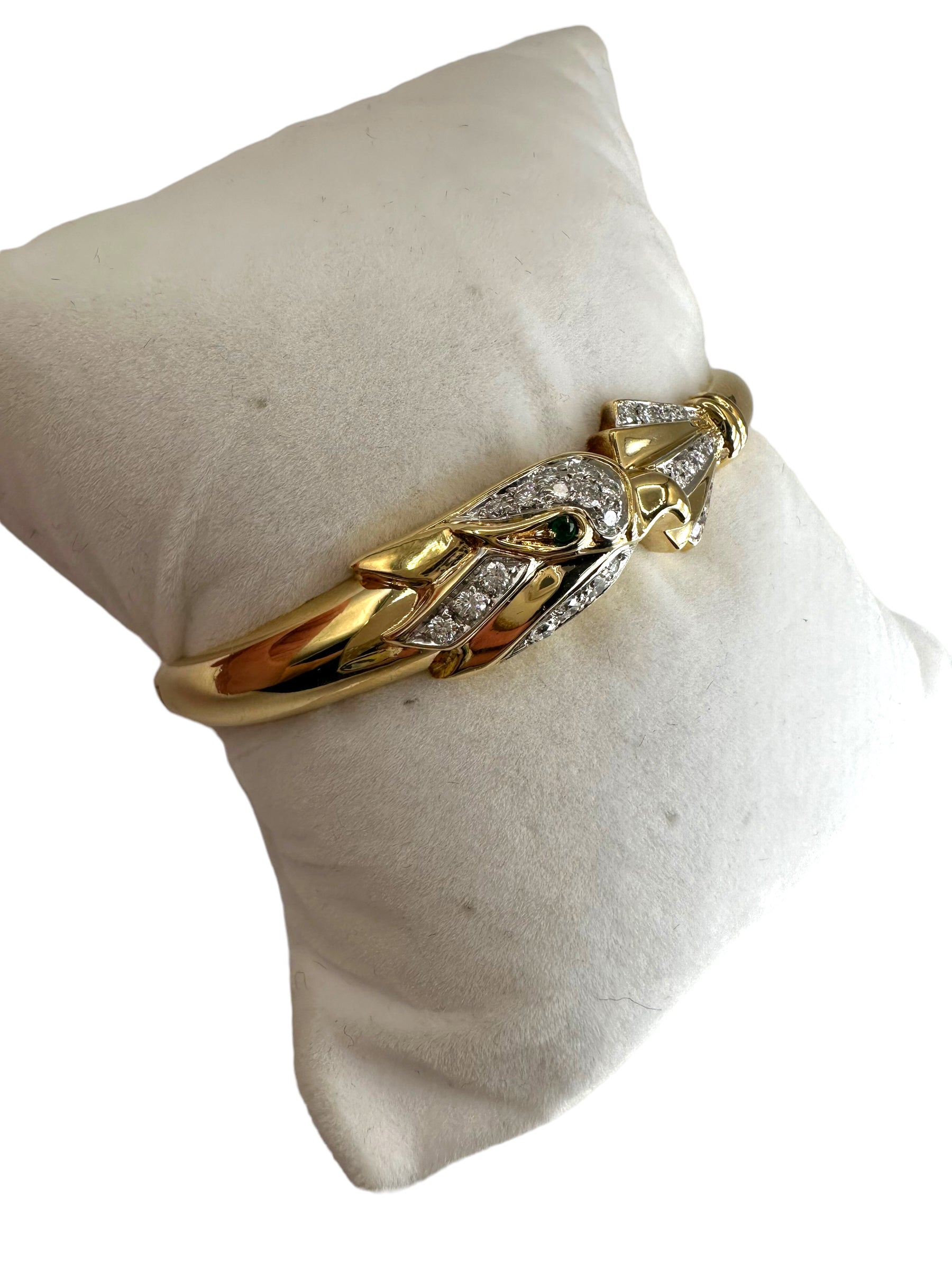 18k Phoenix Bird Diamond Bangle Bracelet