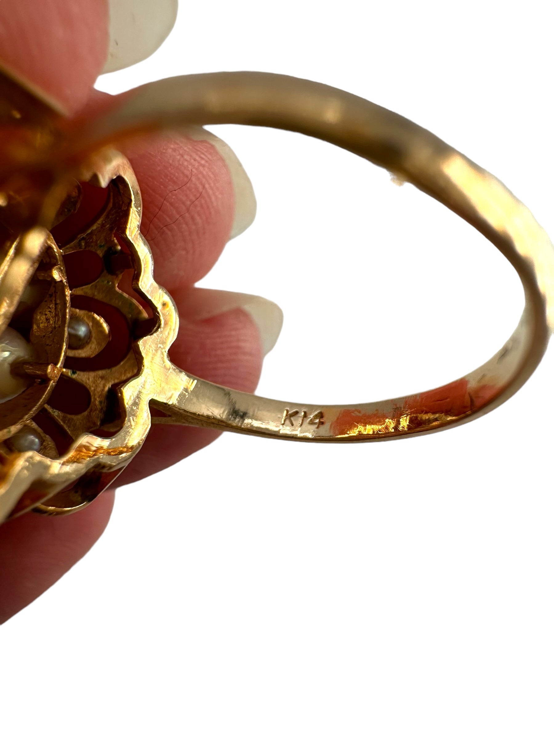 14k Pearl Cluster Ring