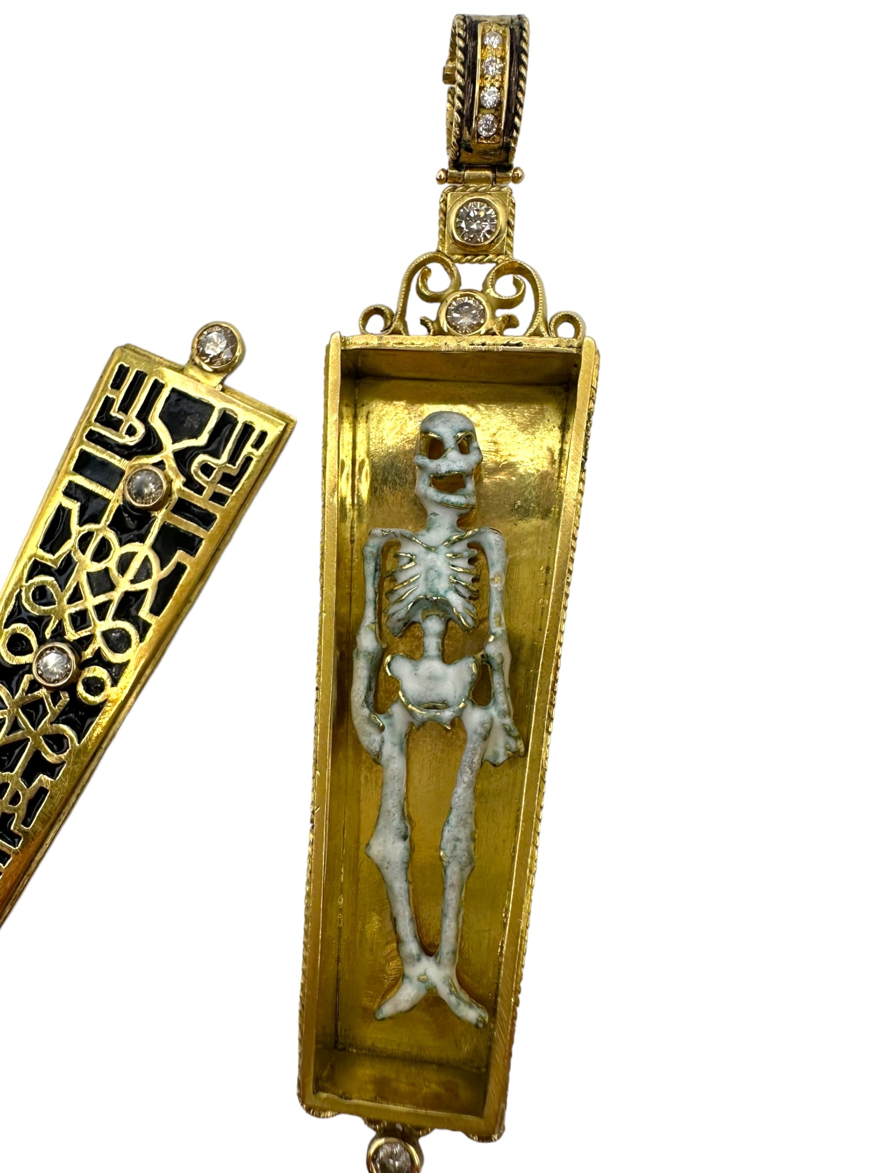 18k Skeleton Coffin Memento Mori Pendant