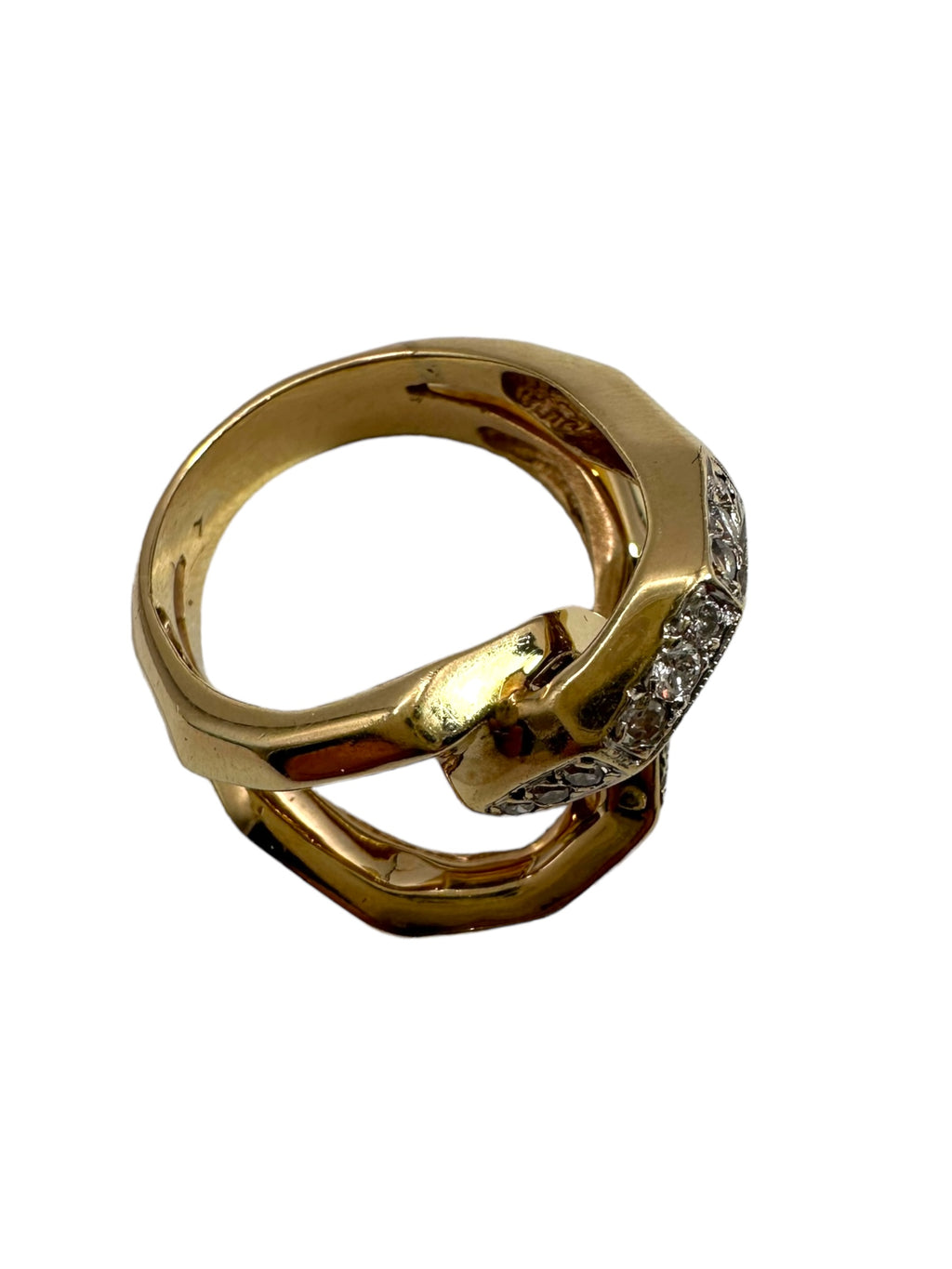 14k Chunky Geometric Diamond Ring