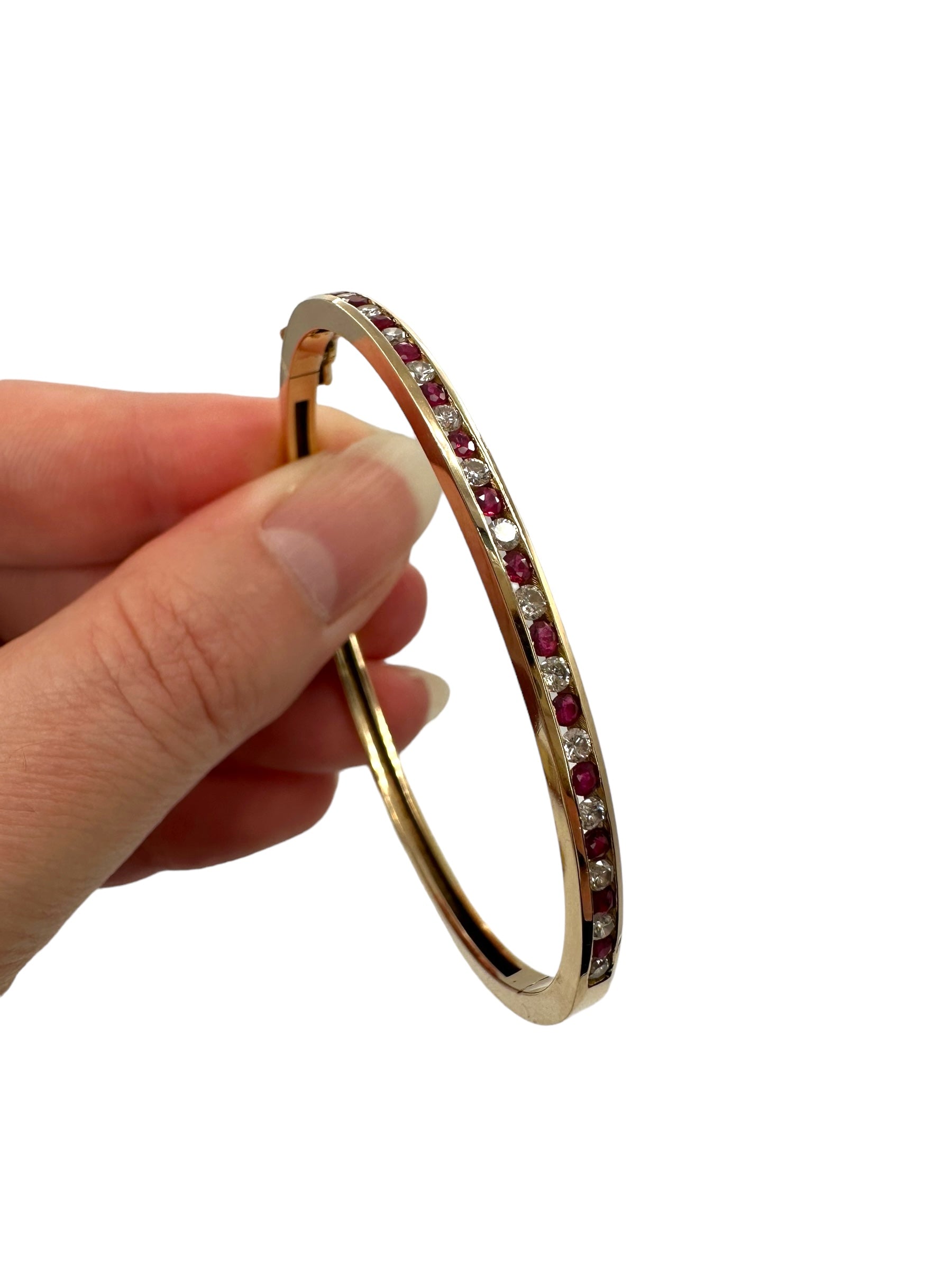 14k Ruby Diamond Bangle Bracelet
