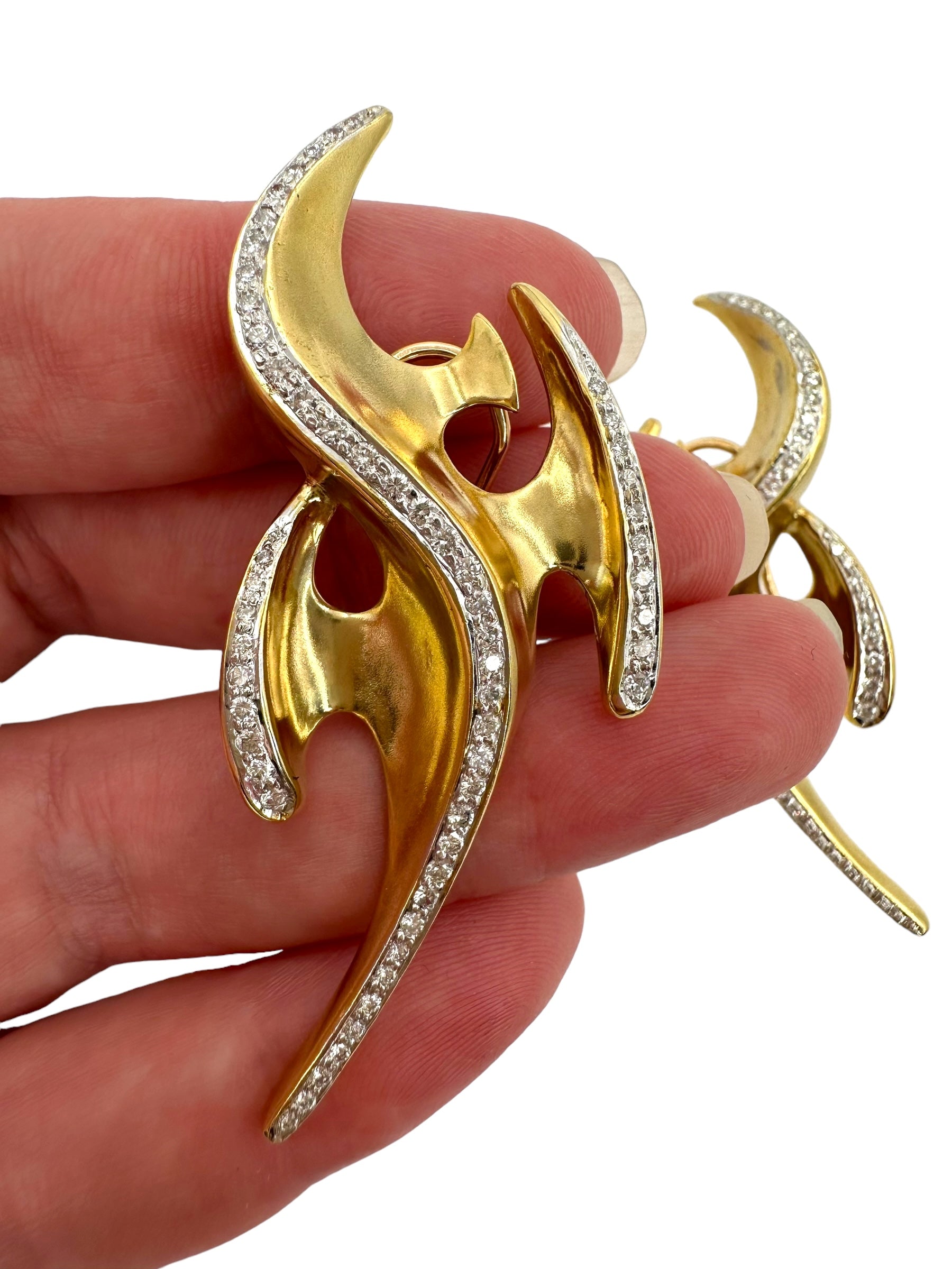 18k Statement Abstract Diamond Earrings