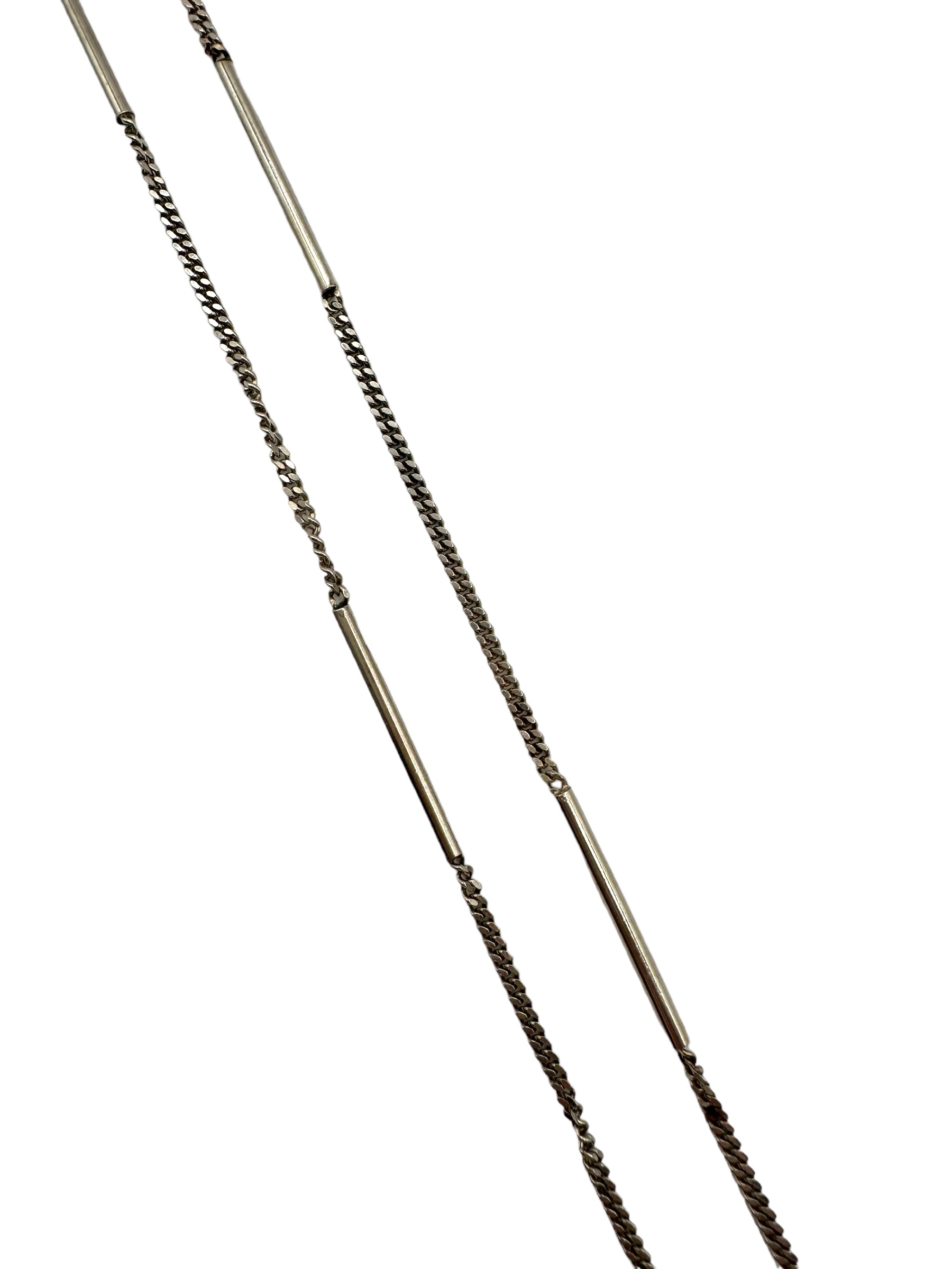Sterling Silver Bar Curb Link Necklace