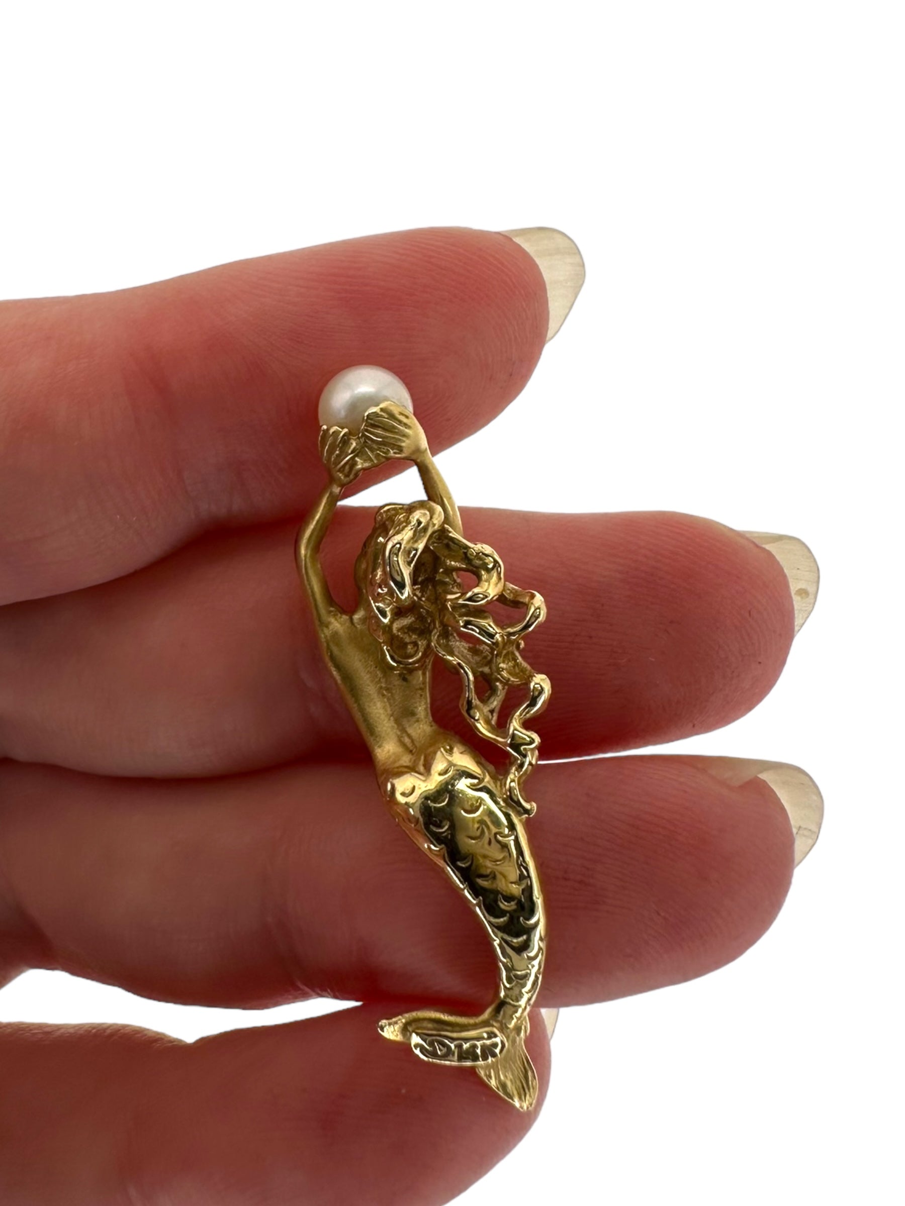 14k Pearl Mermaid Pendant