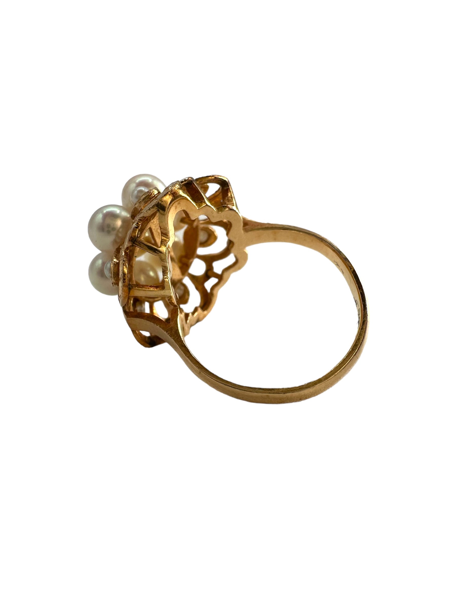 14k Pearl Cluster Ring