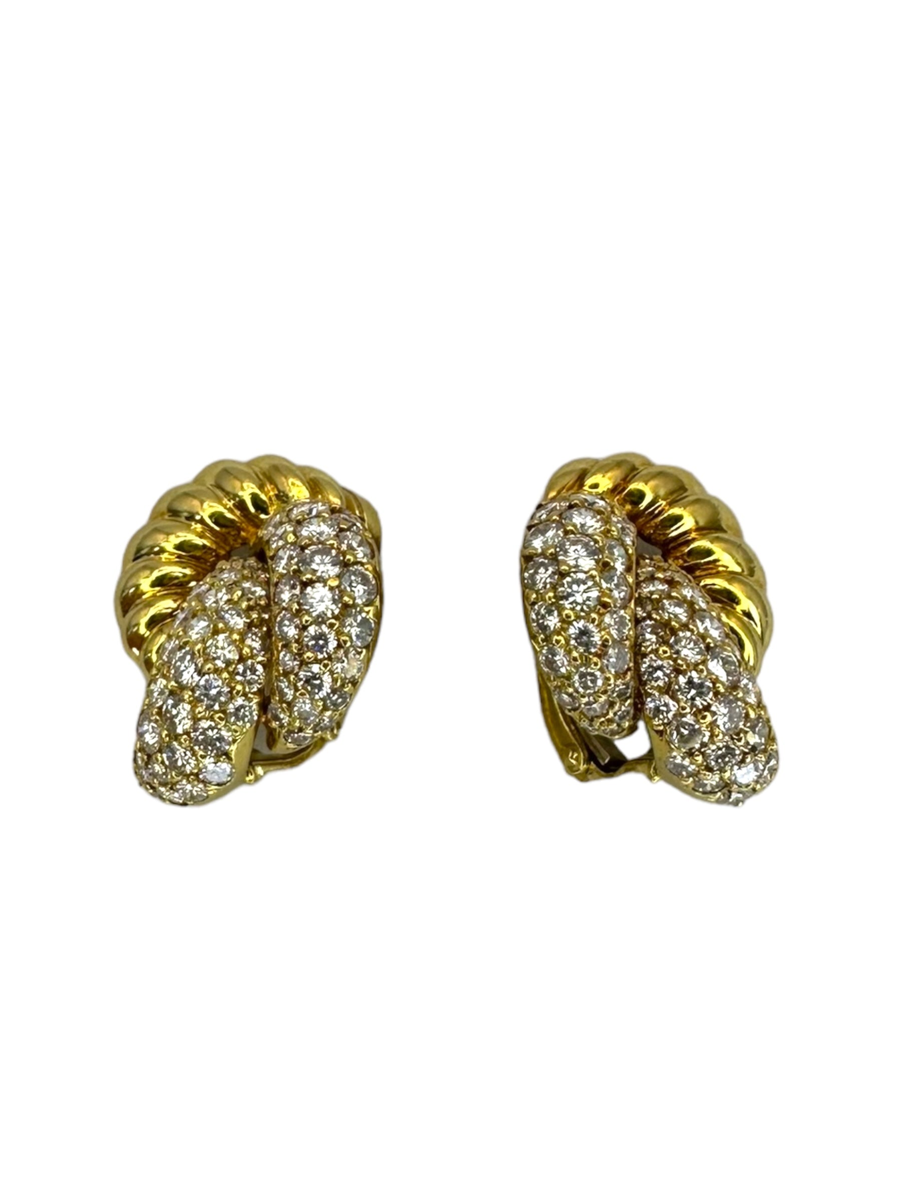 18k Diamond Classic Knot Clip Earrings