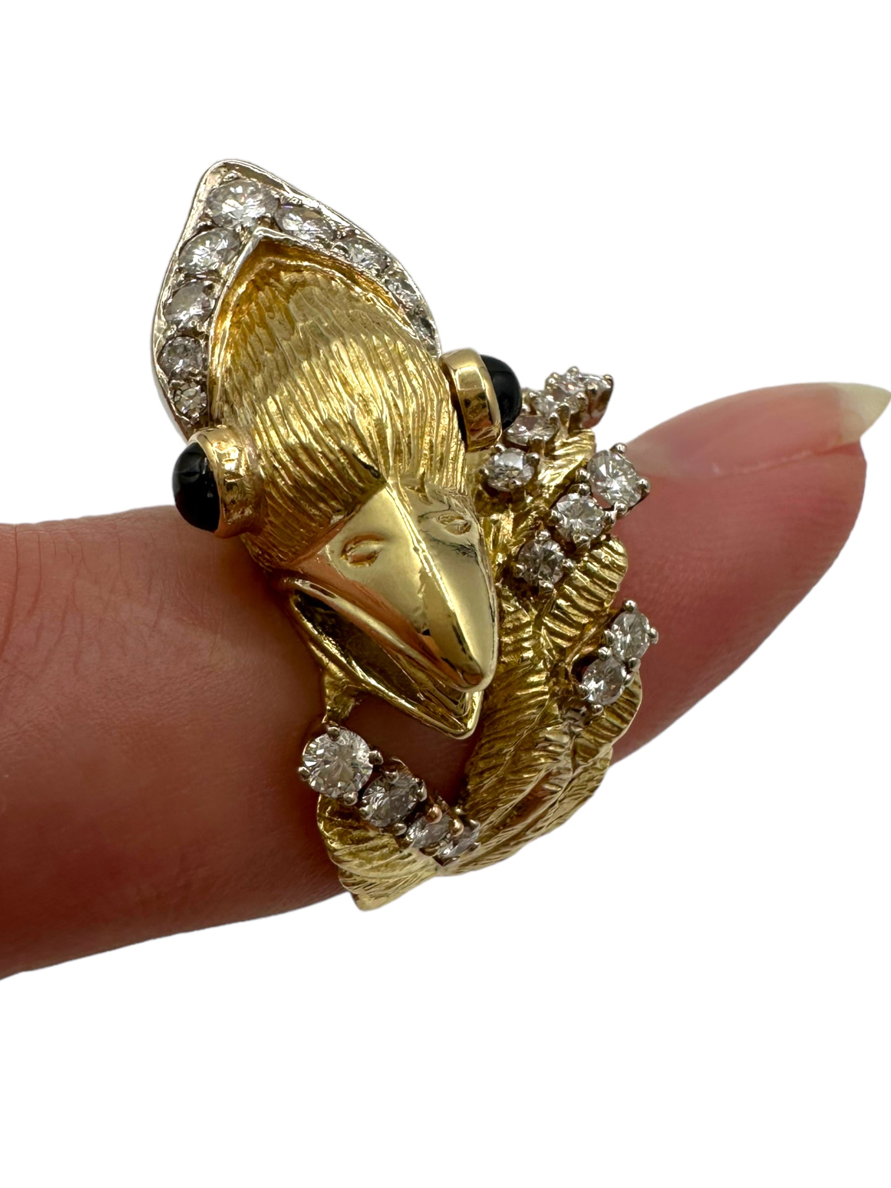 14k Diamond Phoenix Bird Ring