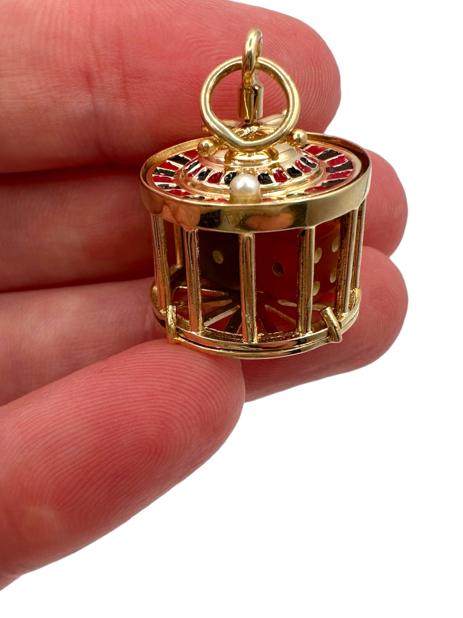 14k Enamel Roulette Wheel Dice Charm