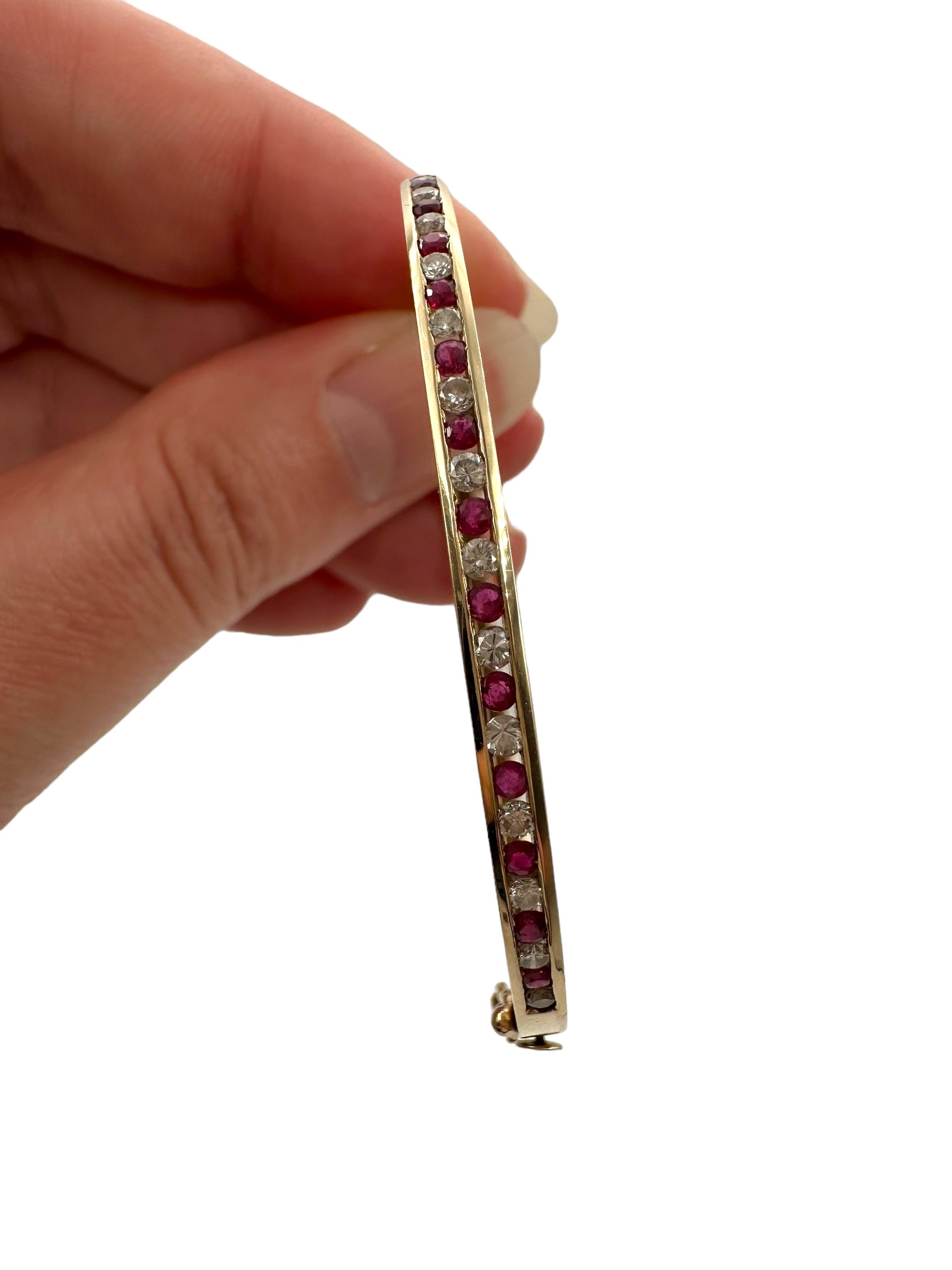 14k Ruby Diamond Bangle Bracelet