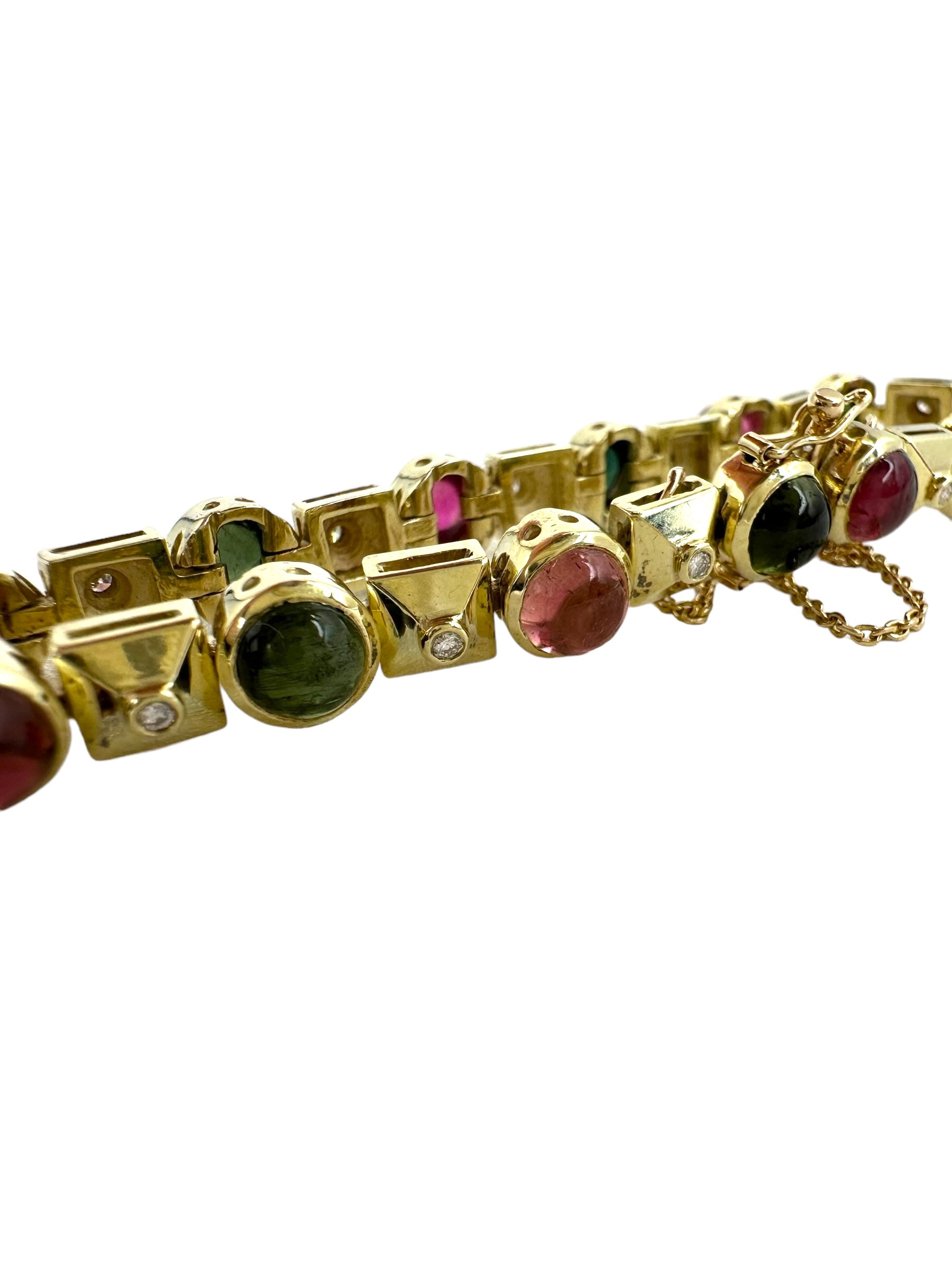 14k Tourmaline Diamond Line Bracelet