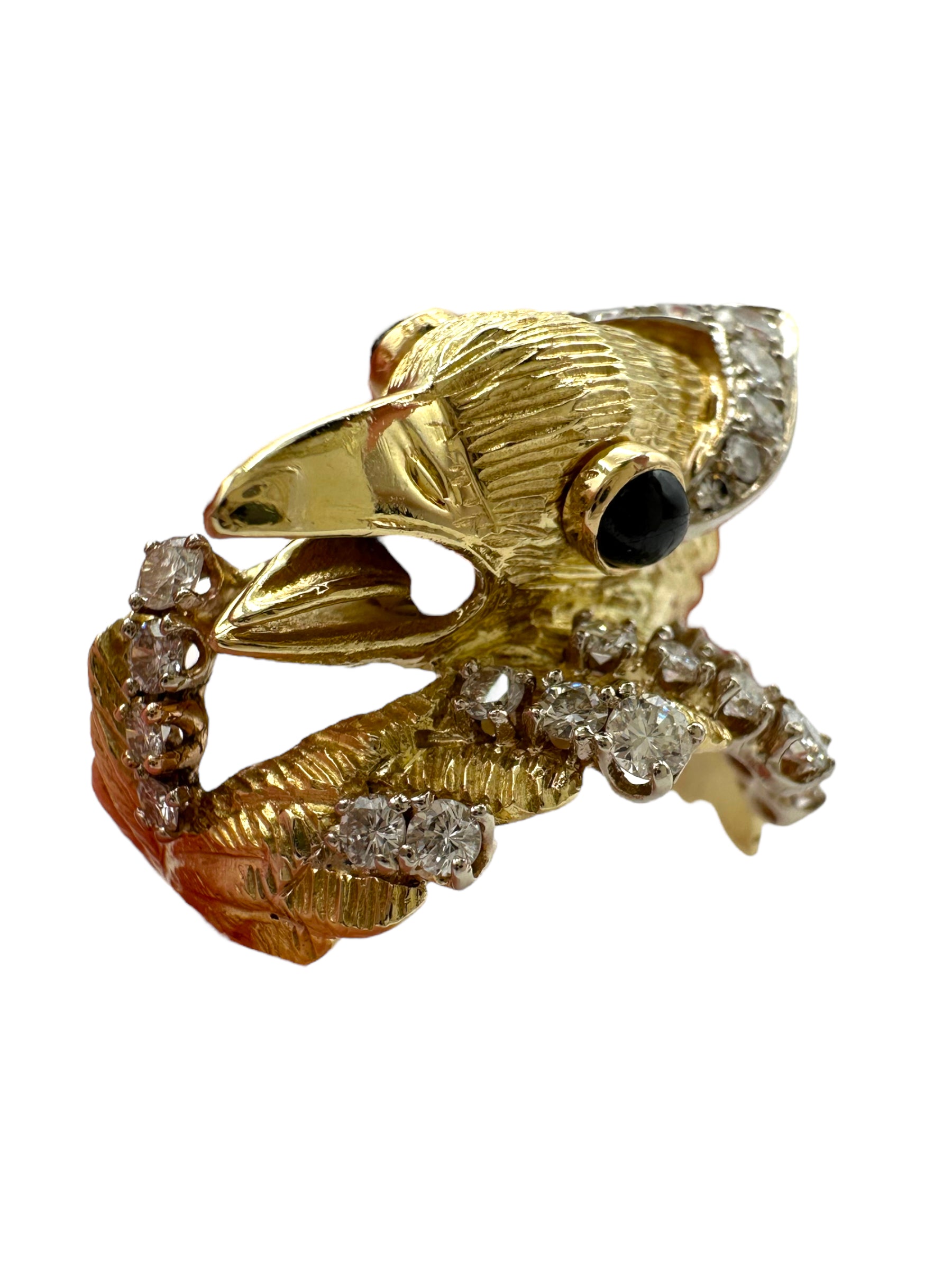 14k Diamond Phoenix Bird Ring