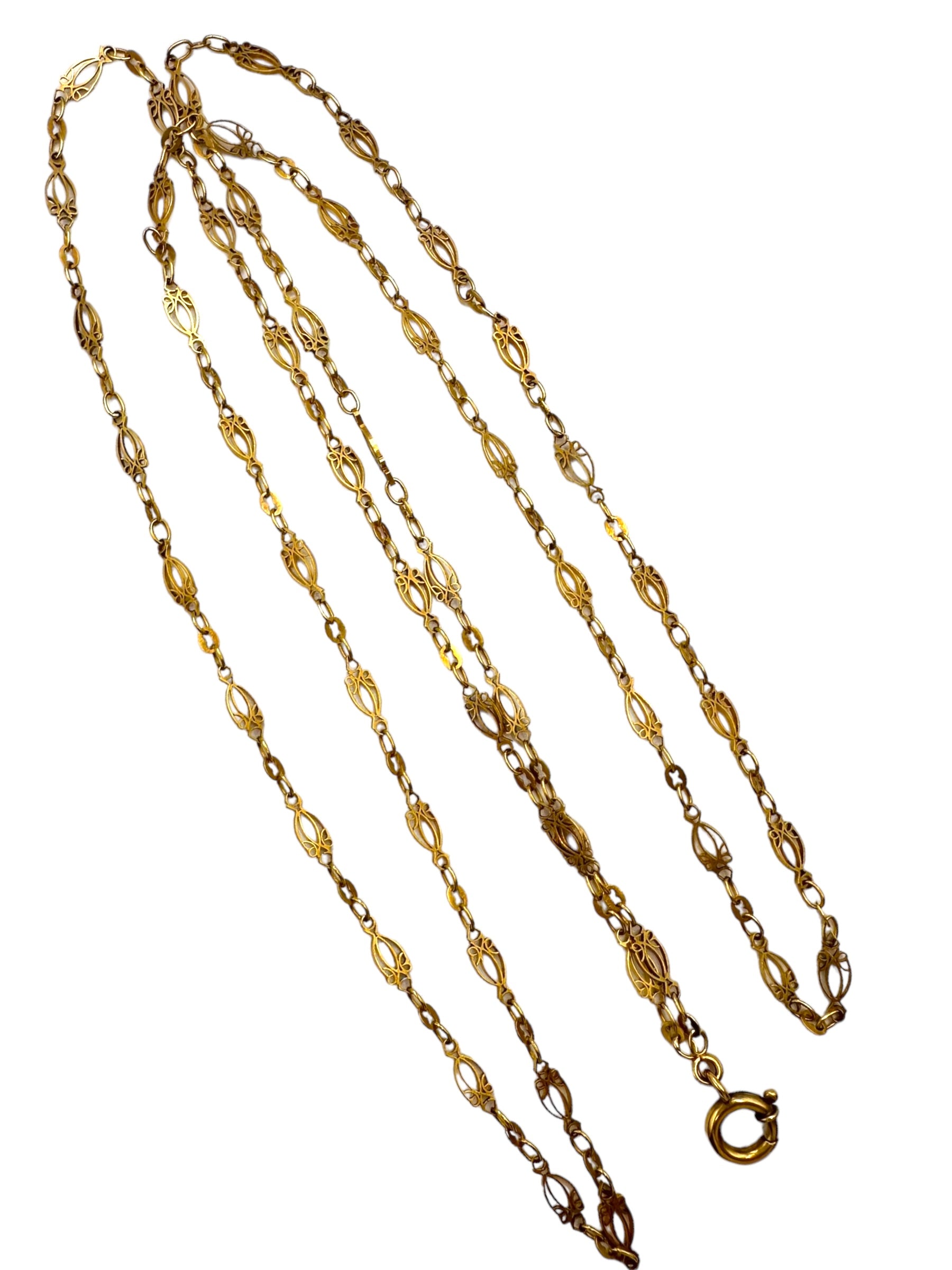 18k Victorian Long Guard Chain Necklace