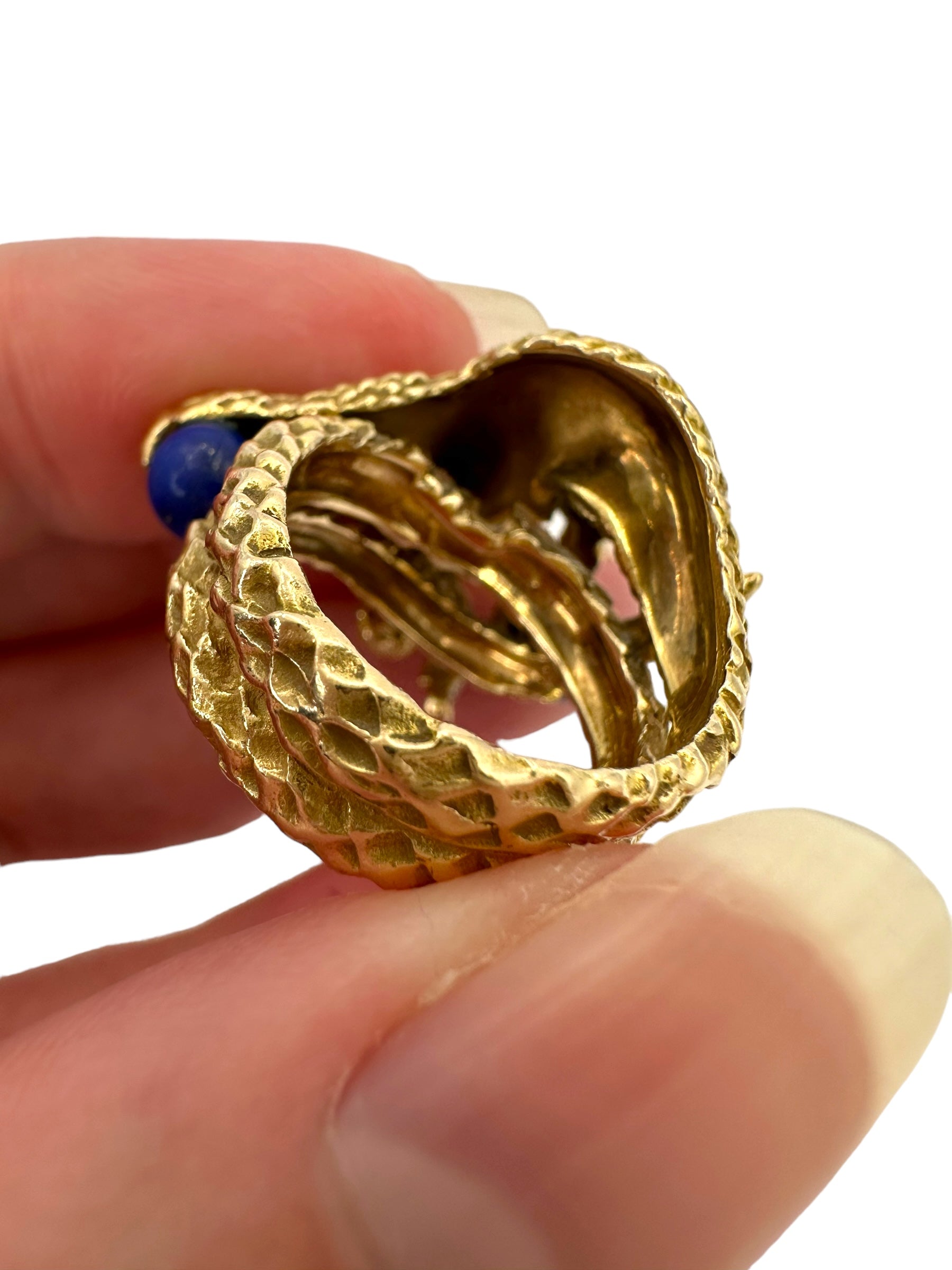 14k Lapis Diamond Dragon Ring