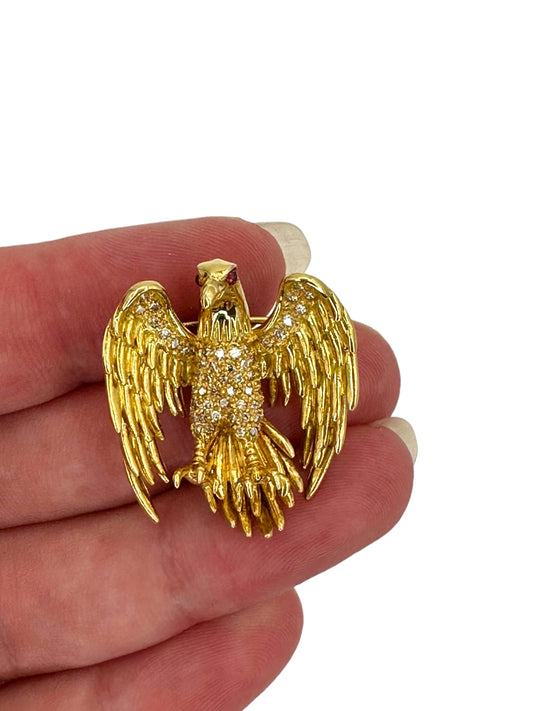 18k Diamond Eagle Brooch/ Pendant