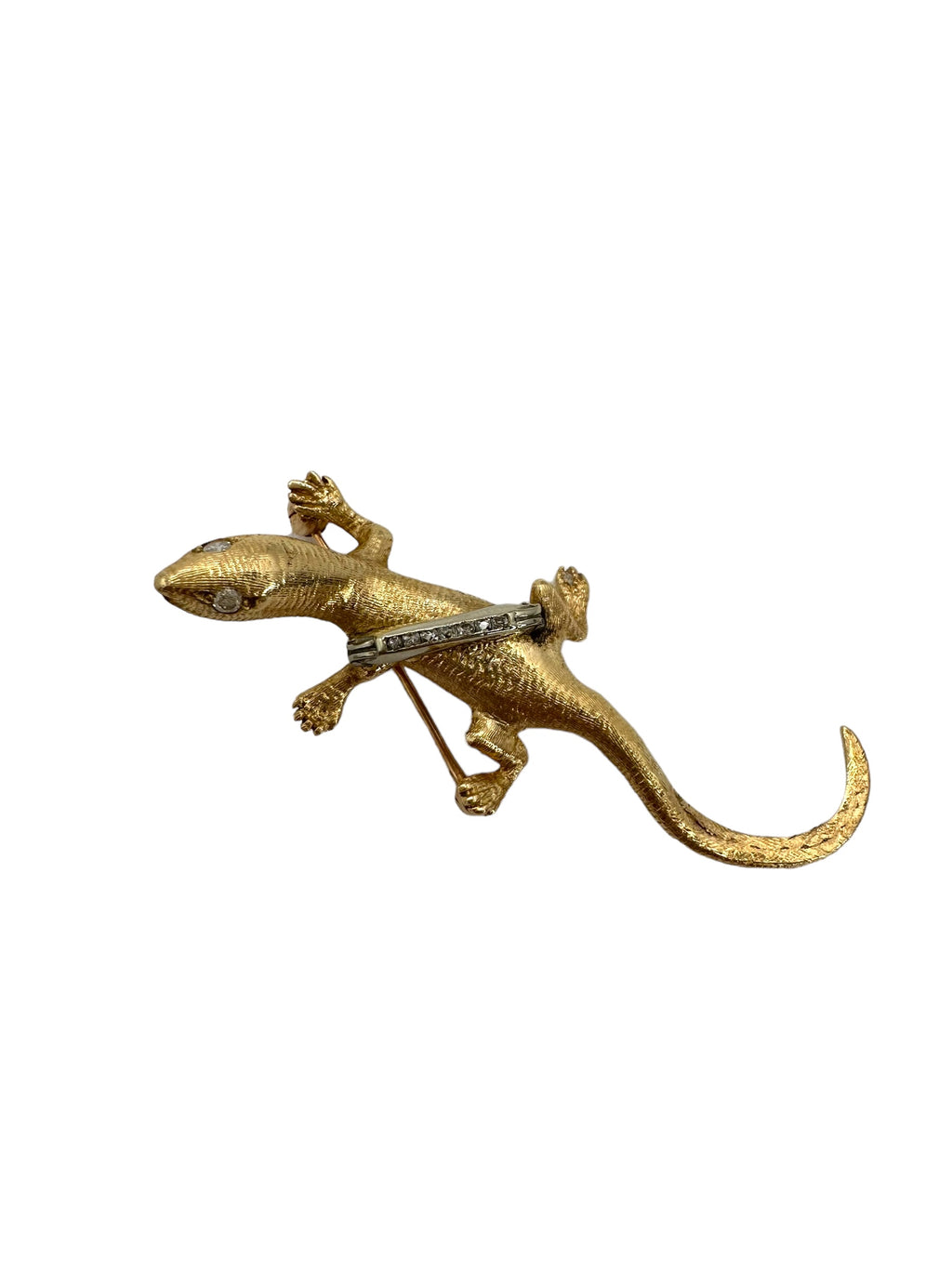 14k Diamond Lizard Brooch