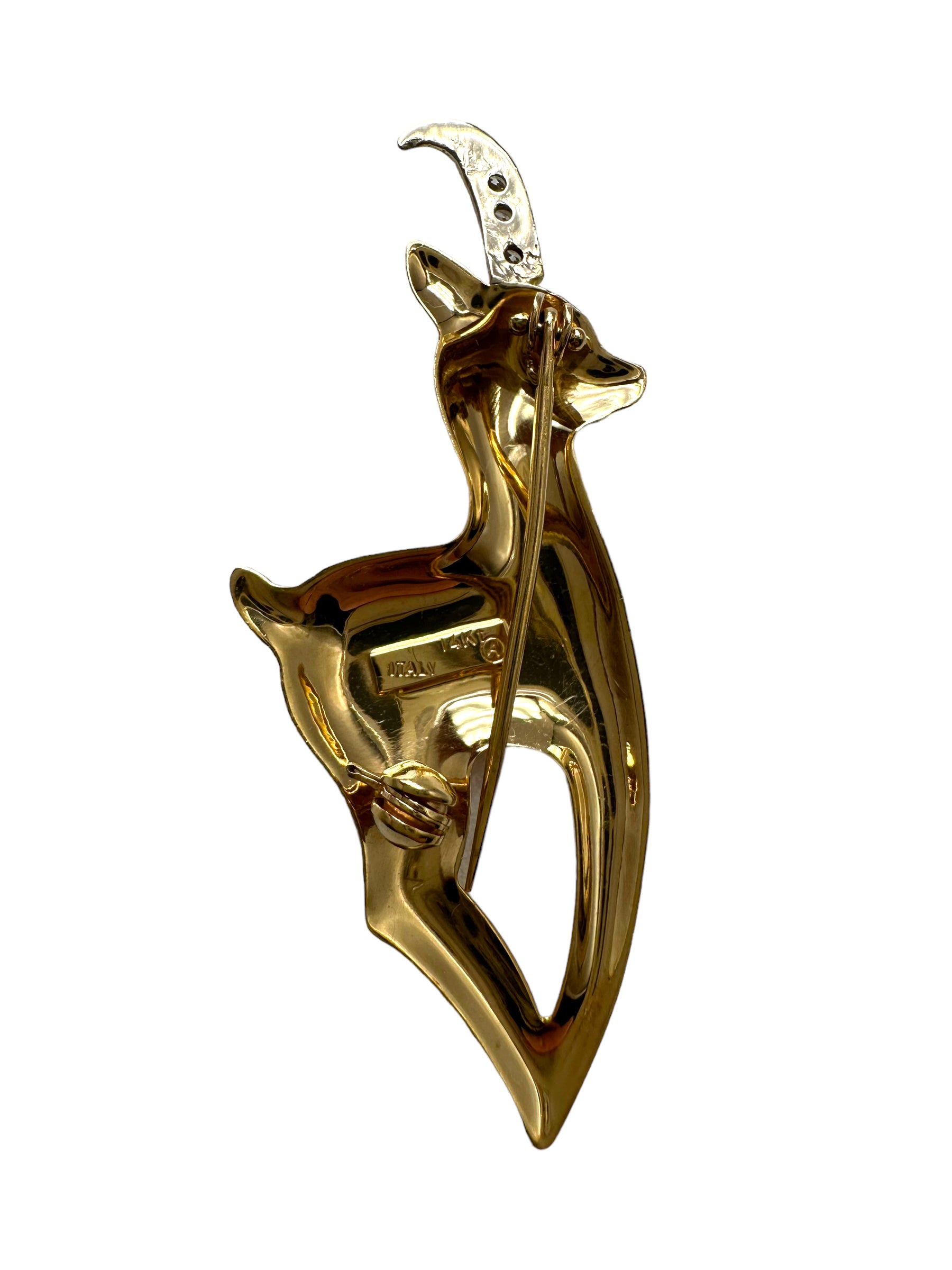 14k Reindeer Diamond Pin