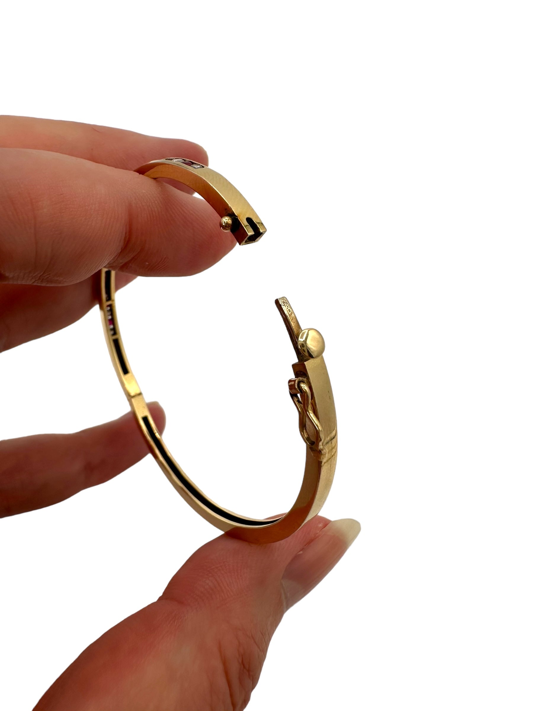 14k Ruby Diamond Bangle Bracelet