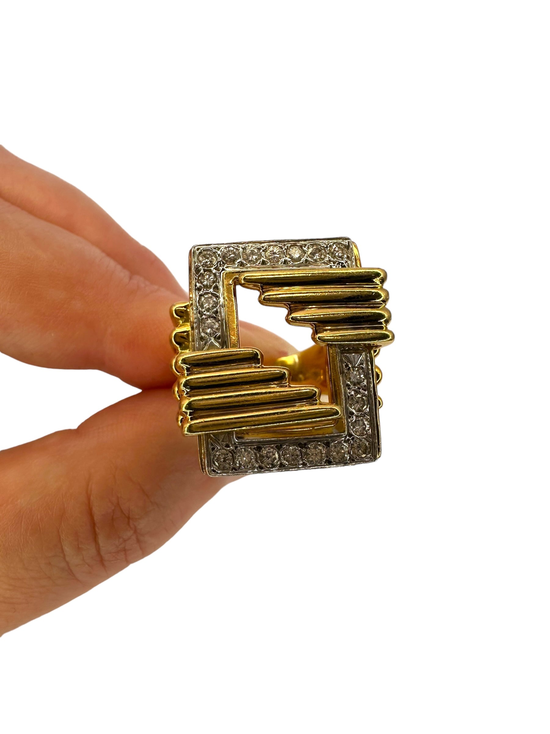 18k Geometric Diamond Ring