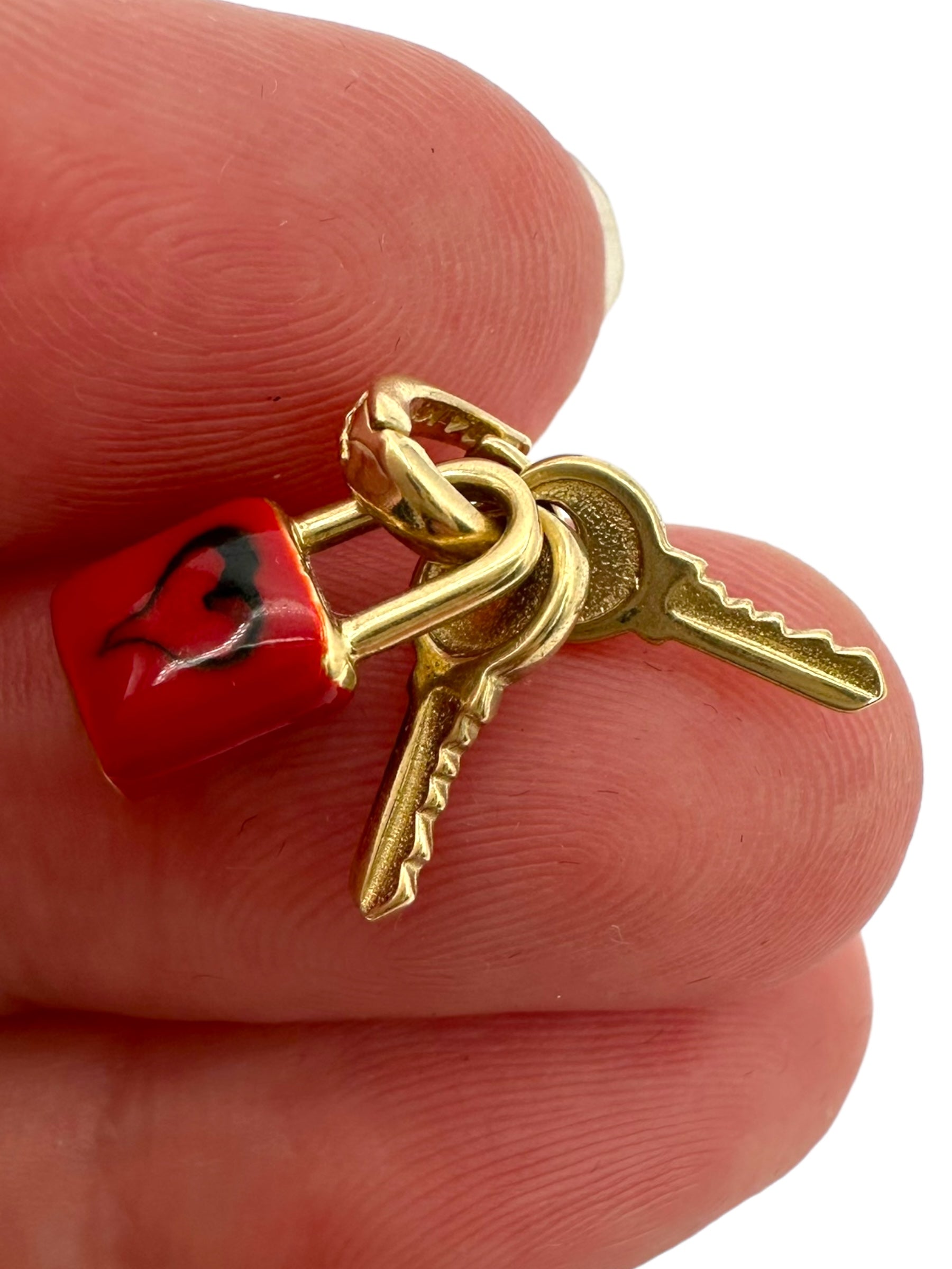 14k Enamel Heart Padlock Charm