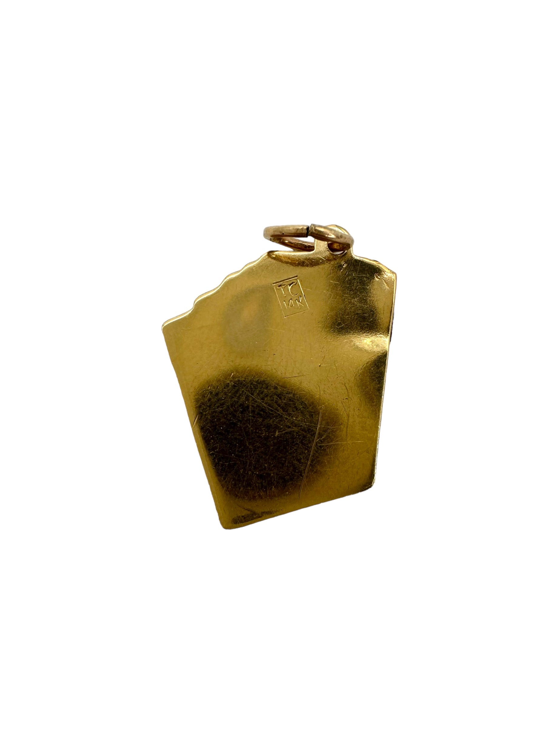 14k Enamel Card Charm