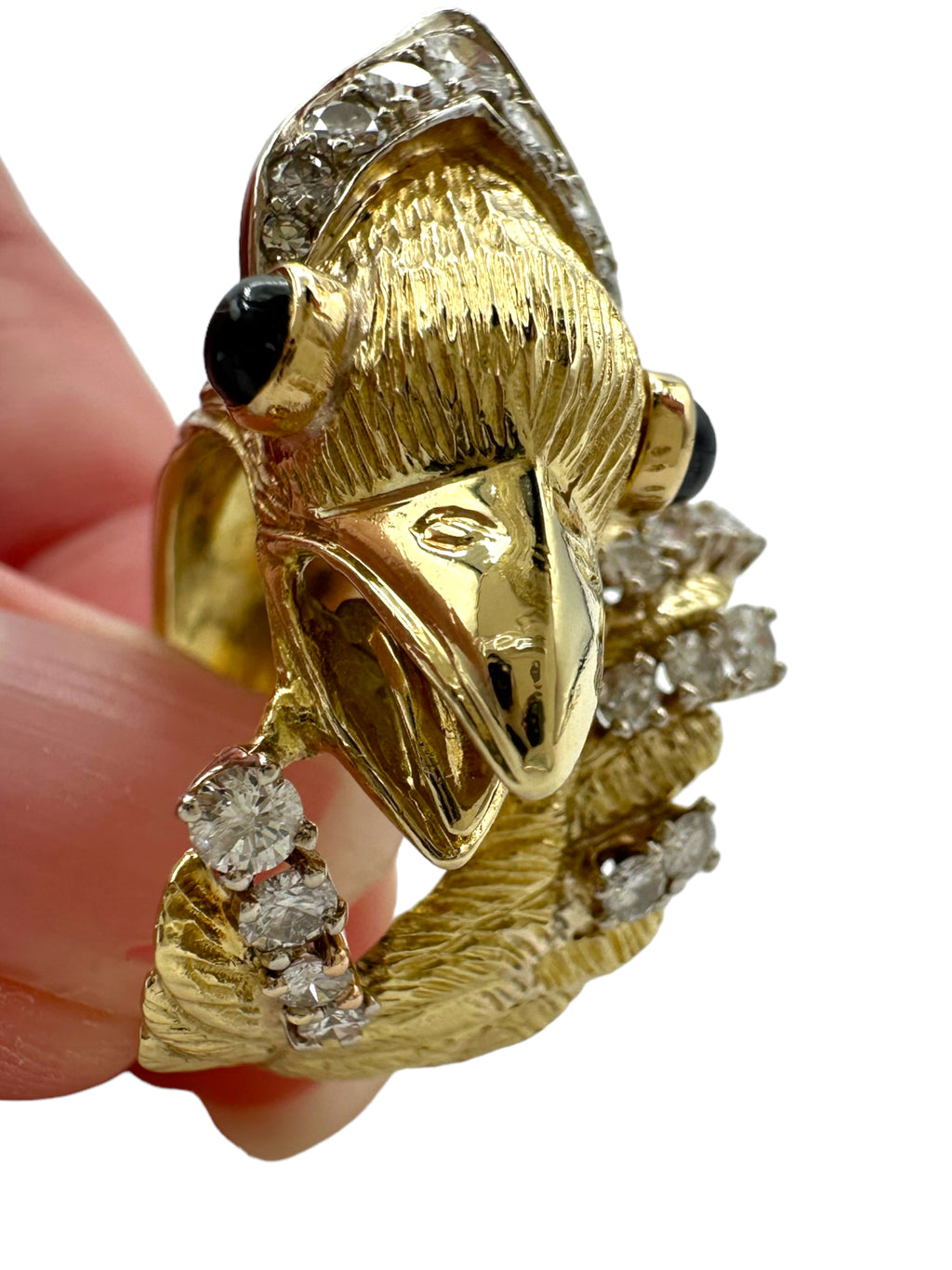 14k Diamond Phoenix Bird Ring