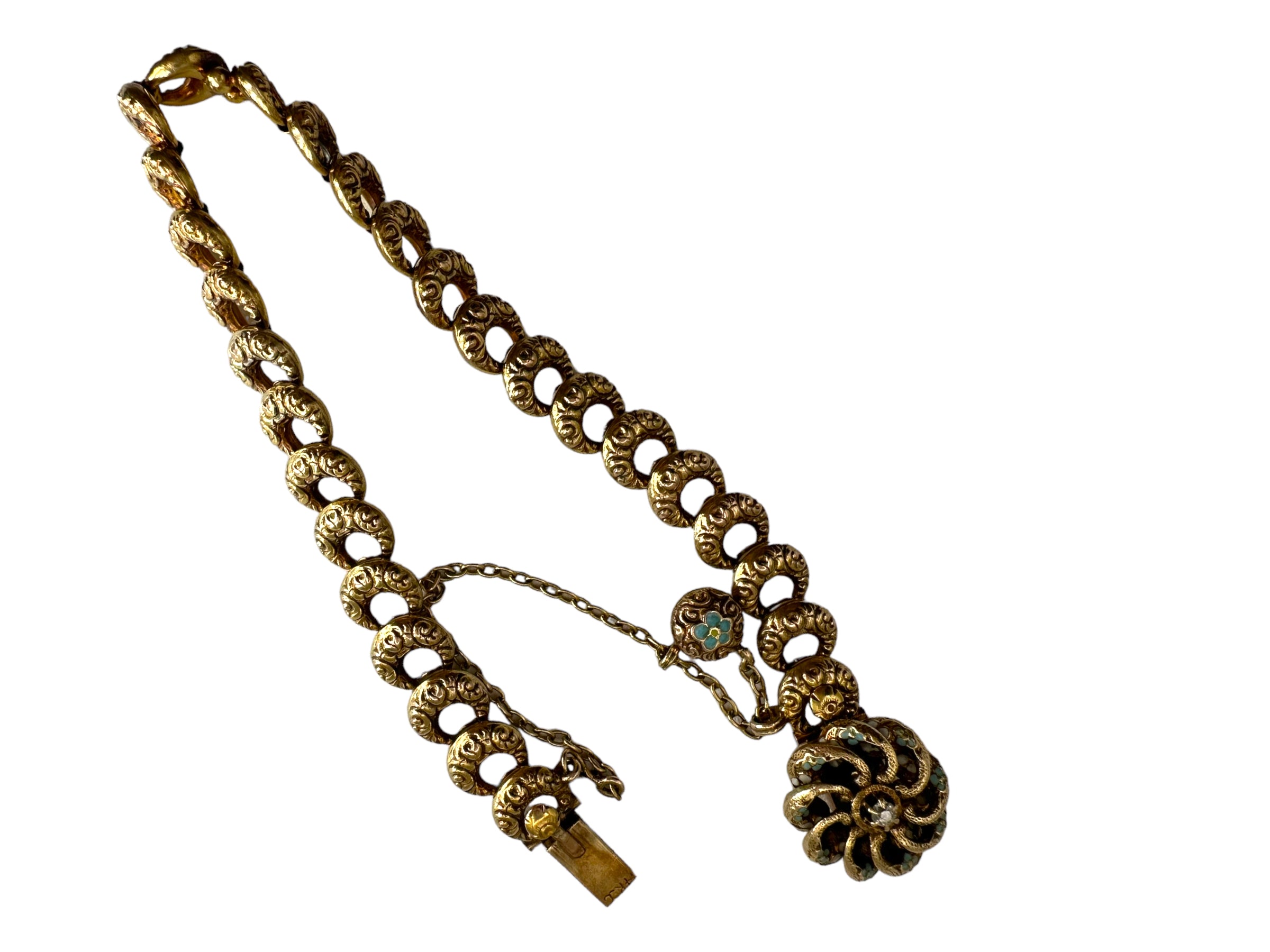 14k Krementz Victorian Enamel Bracelet