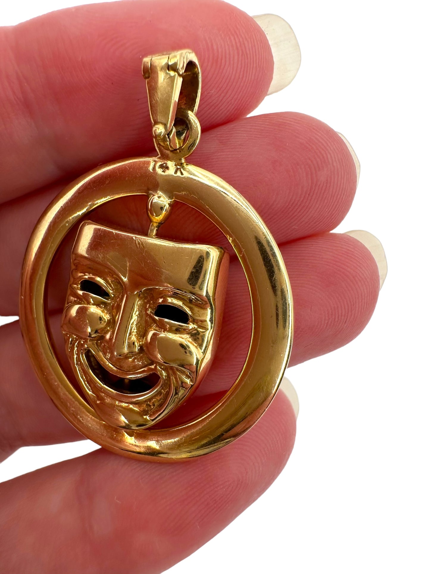 14k Theatrical Articulating Mask Pendant