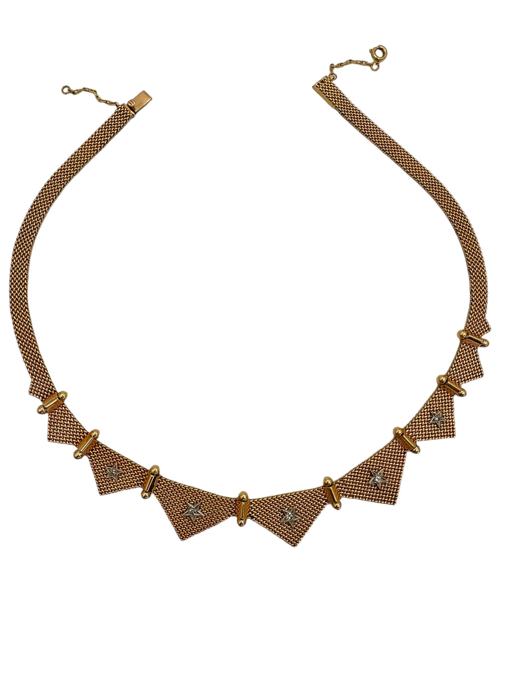 18k Retro Star Diamond Collar Necklace