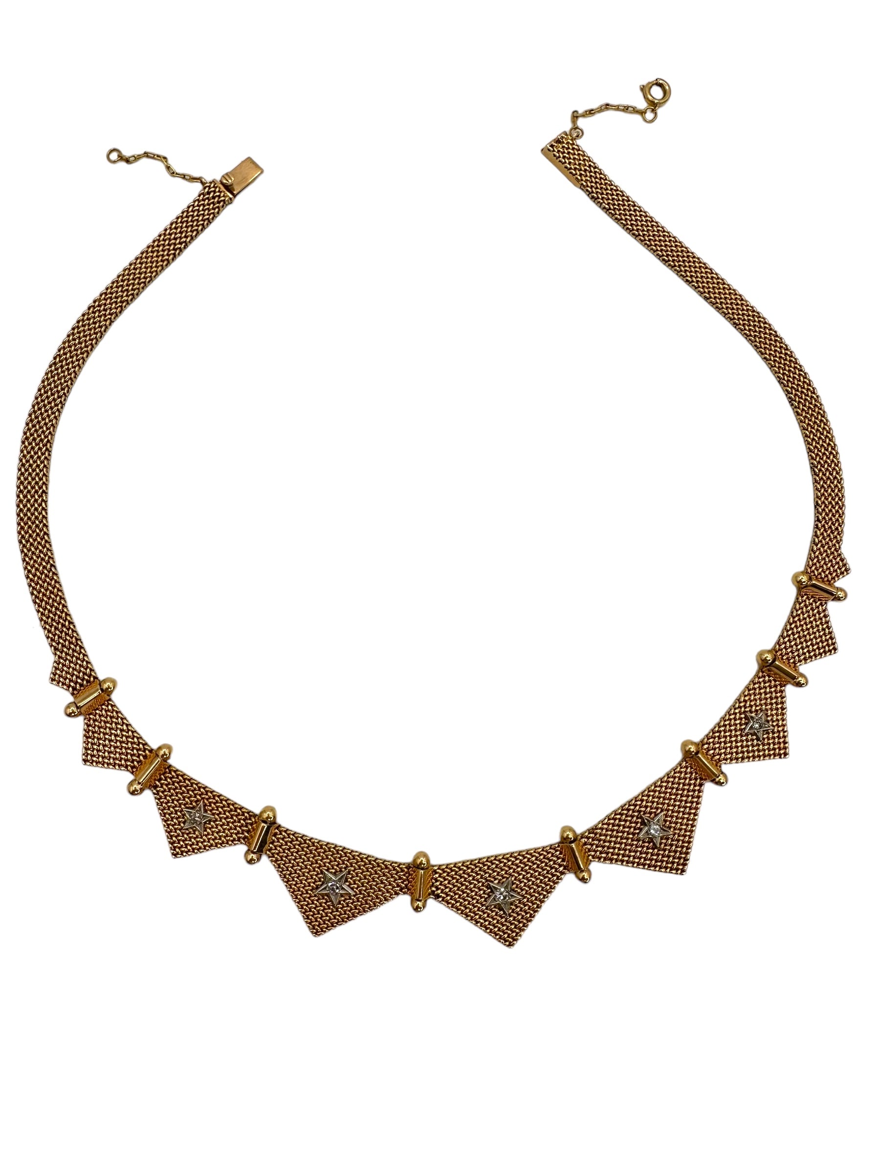 18k Retro Star Diamond Collar Necklace