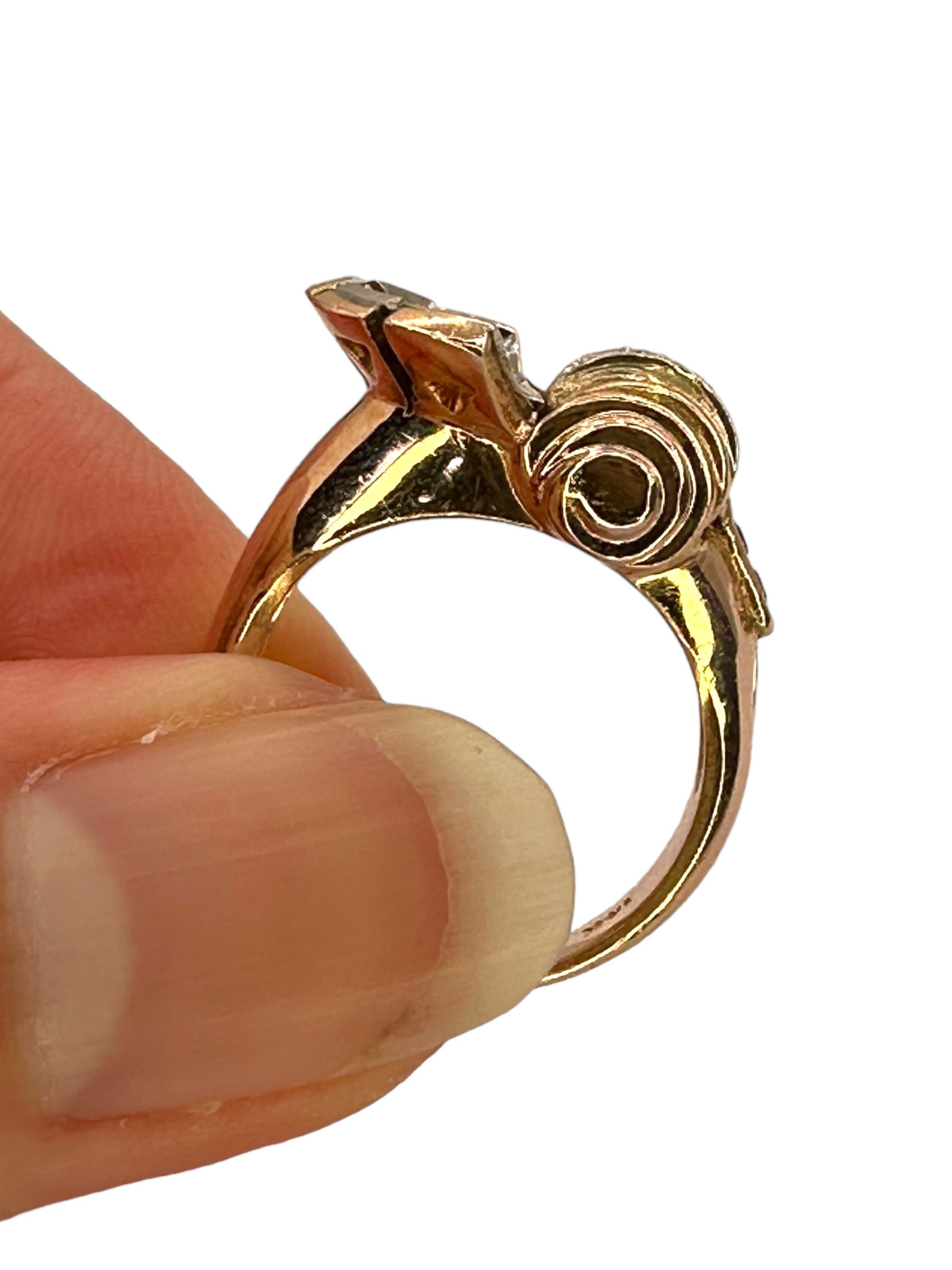 14k Retro Diamond Ruby Ring