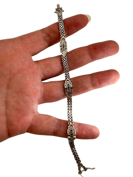 18k White Gold Art Deco Style Diamond Bracelet
