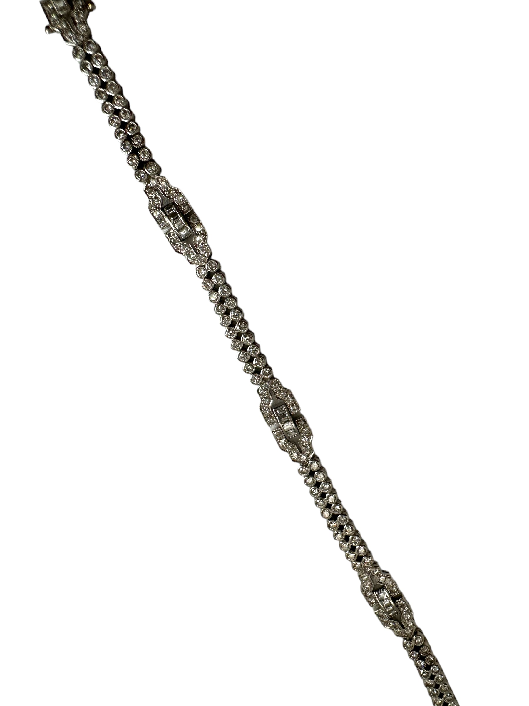 18k White Gold Art Deco Style Diamond Bracelet