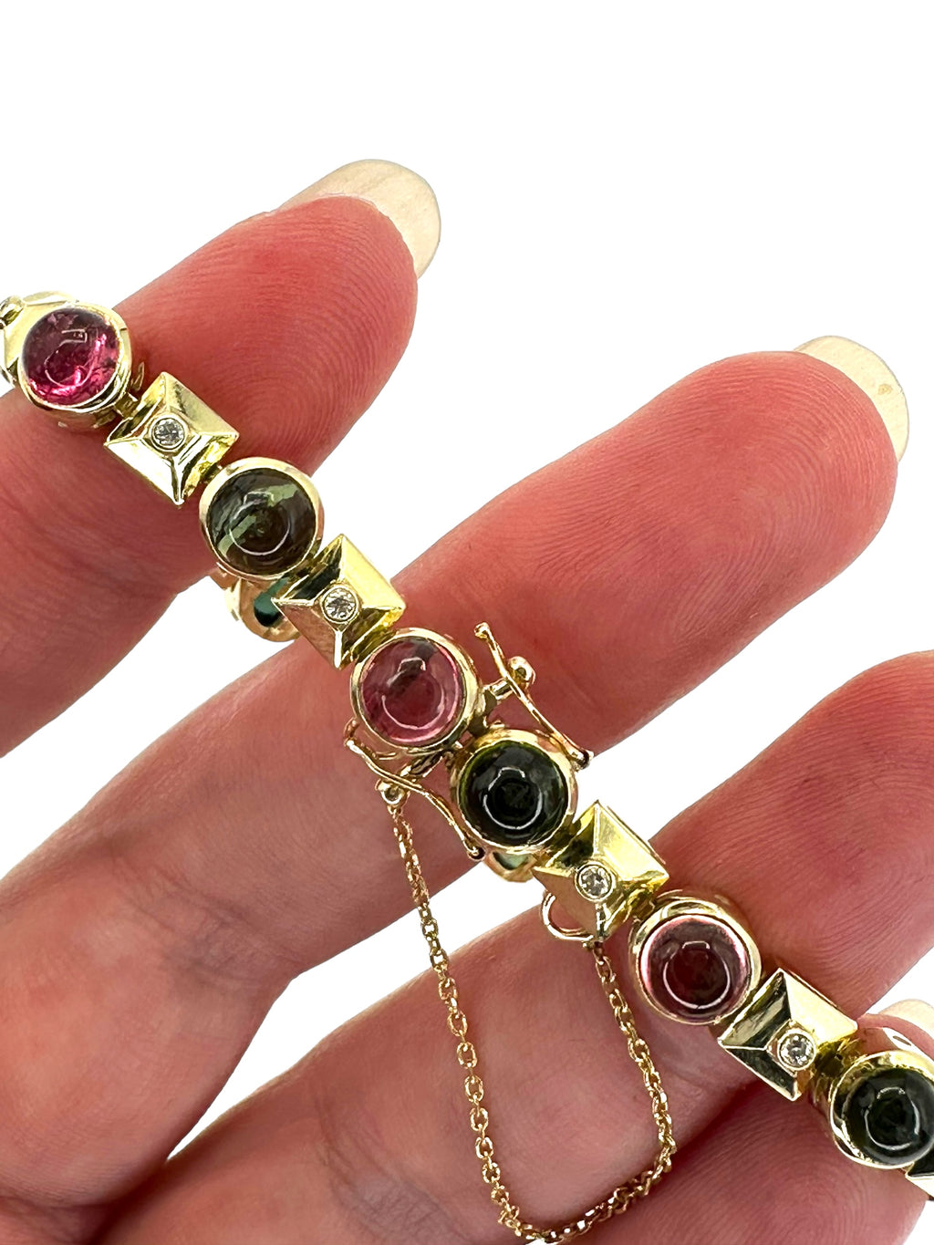 14k Tourmaline Diamond Line Bracelet
