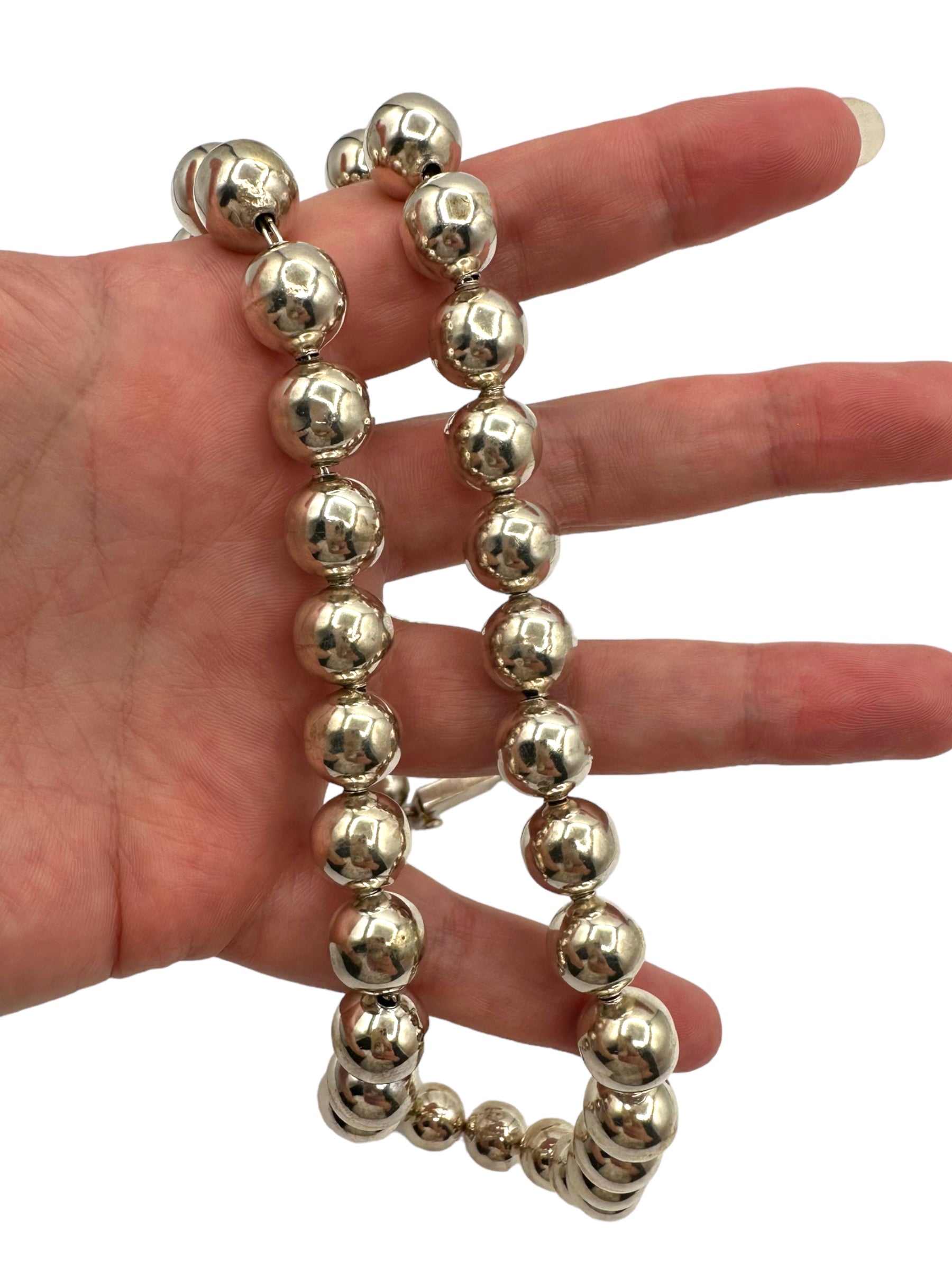 Sterling Silver Mexican Ball Link Necklace