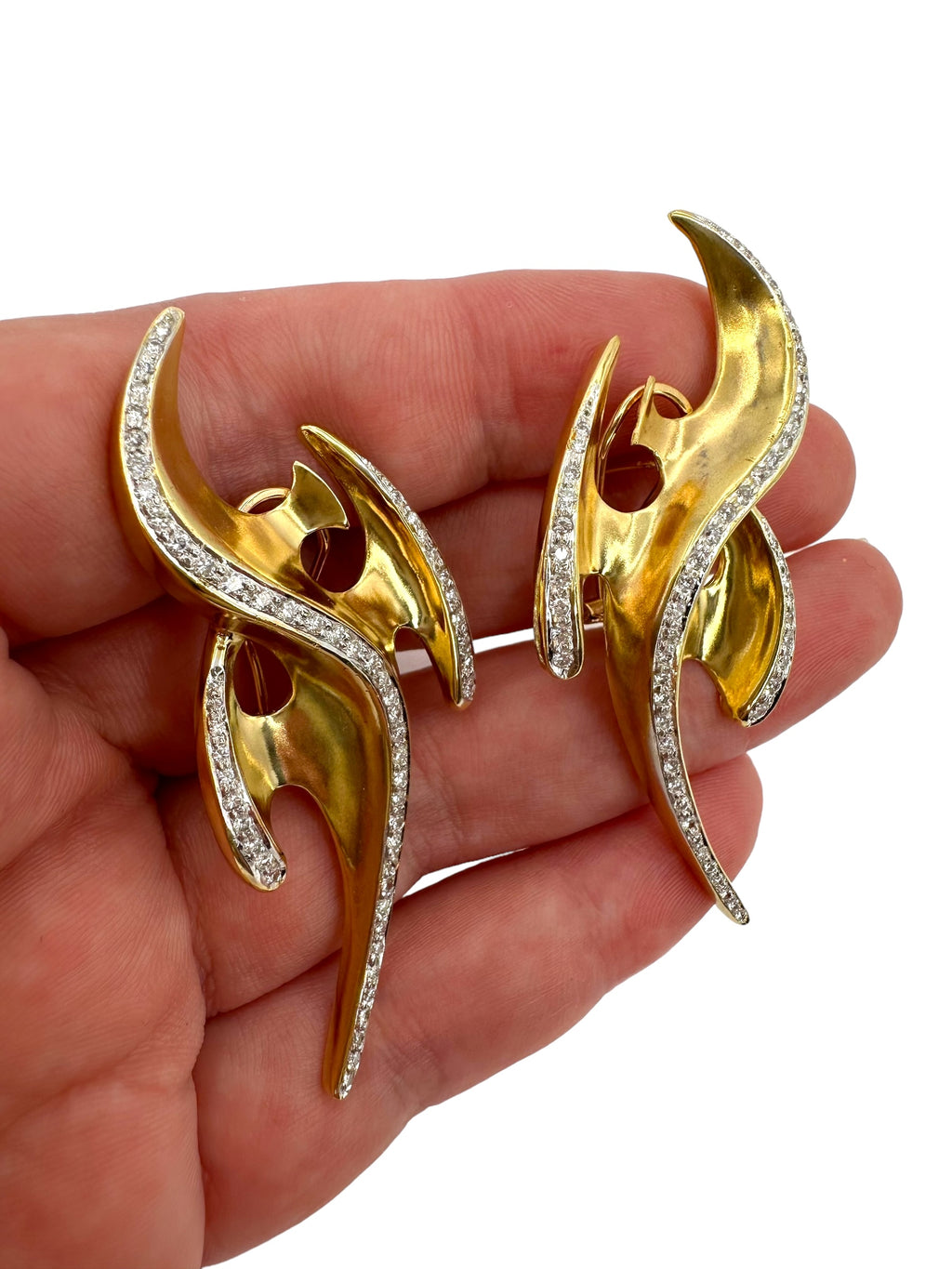 18k Statement Abstract Diamond Earrings