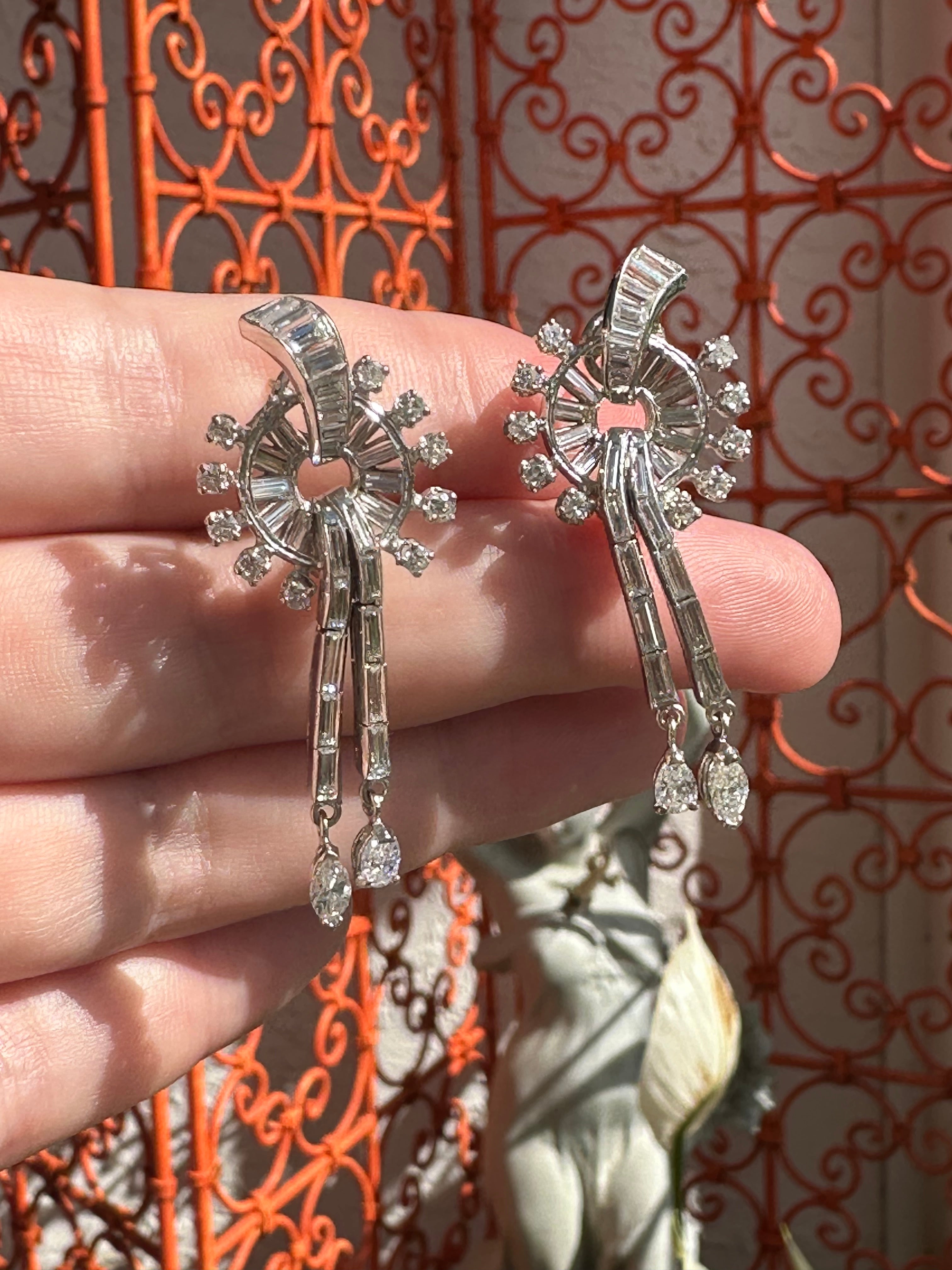 14k Diamond Drop Earrings