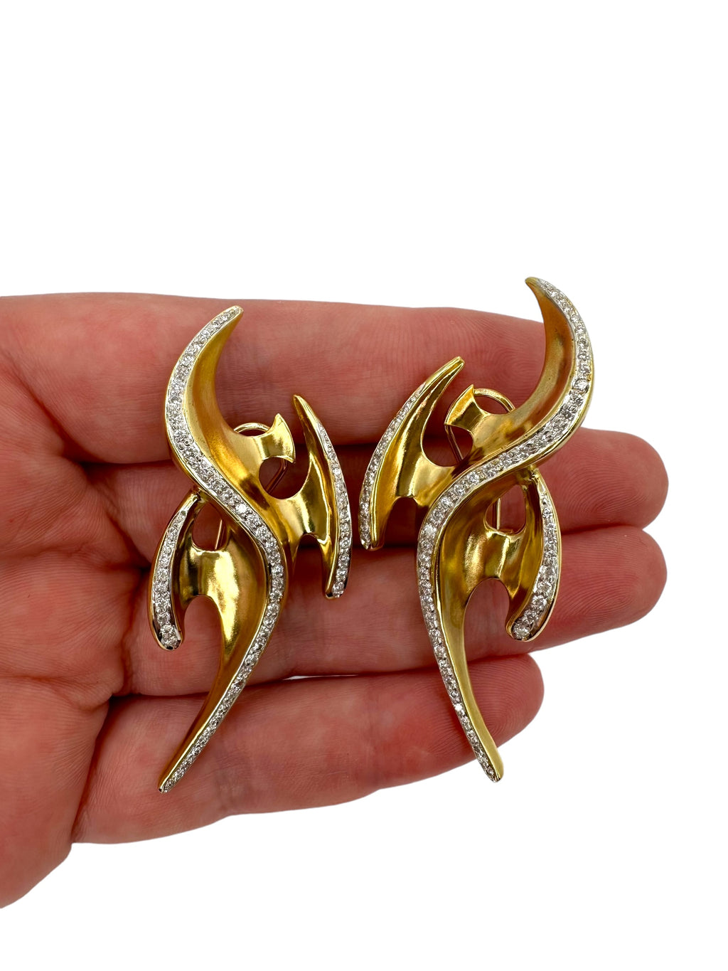 18k Statement Abstract Diamond Earrings