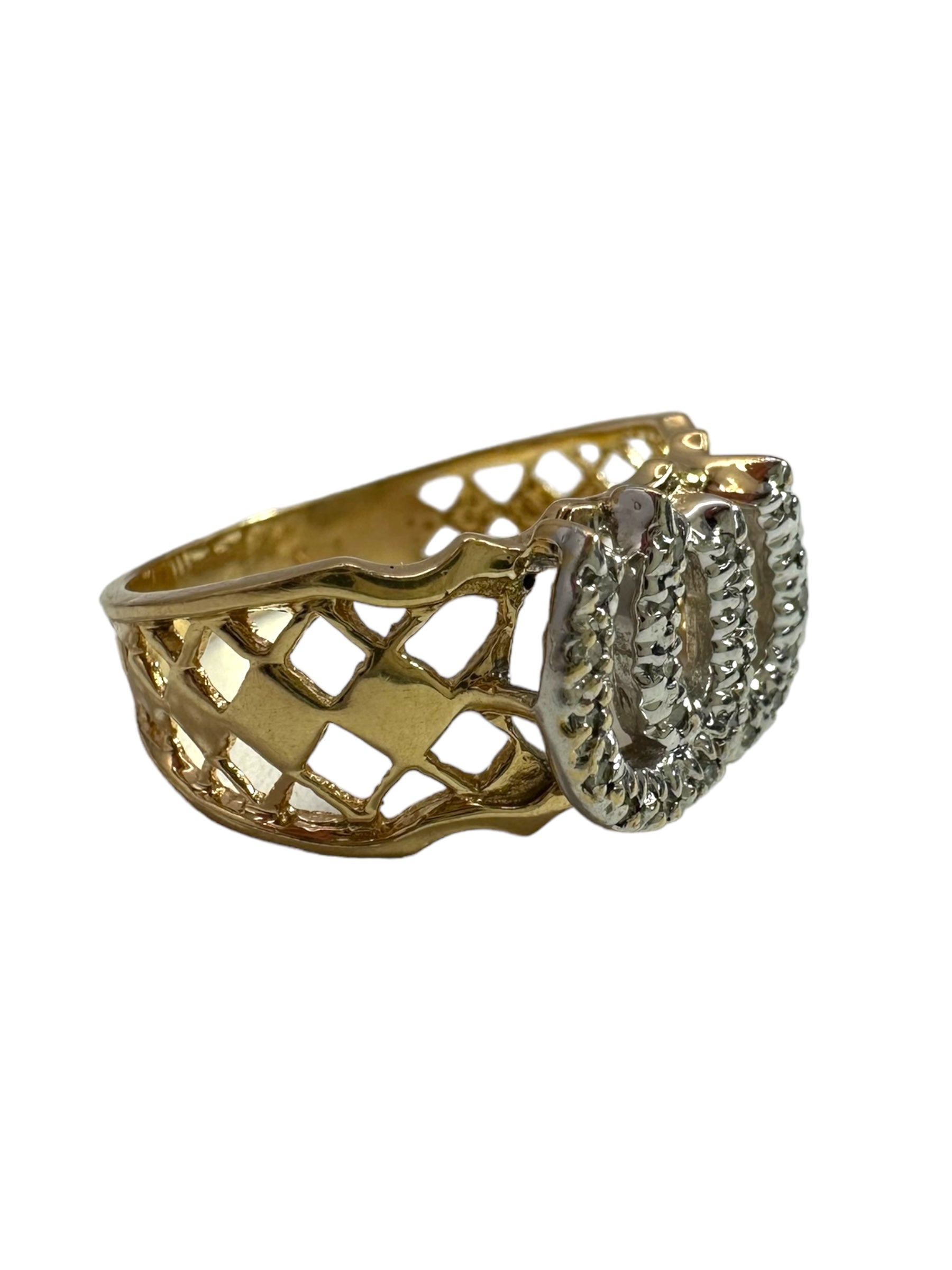 14k Diamond Double Horseshoe Ring