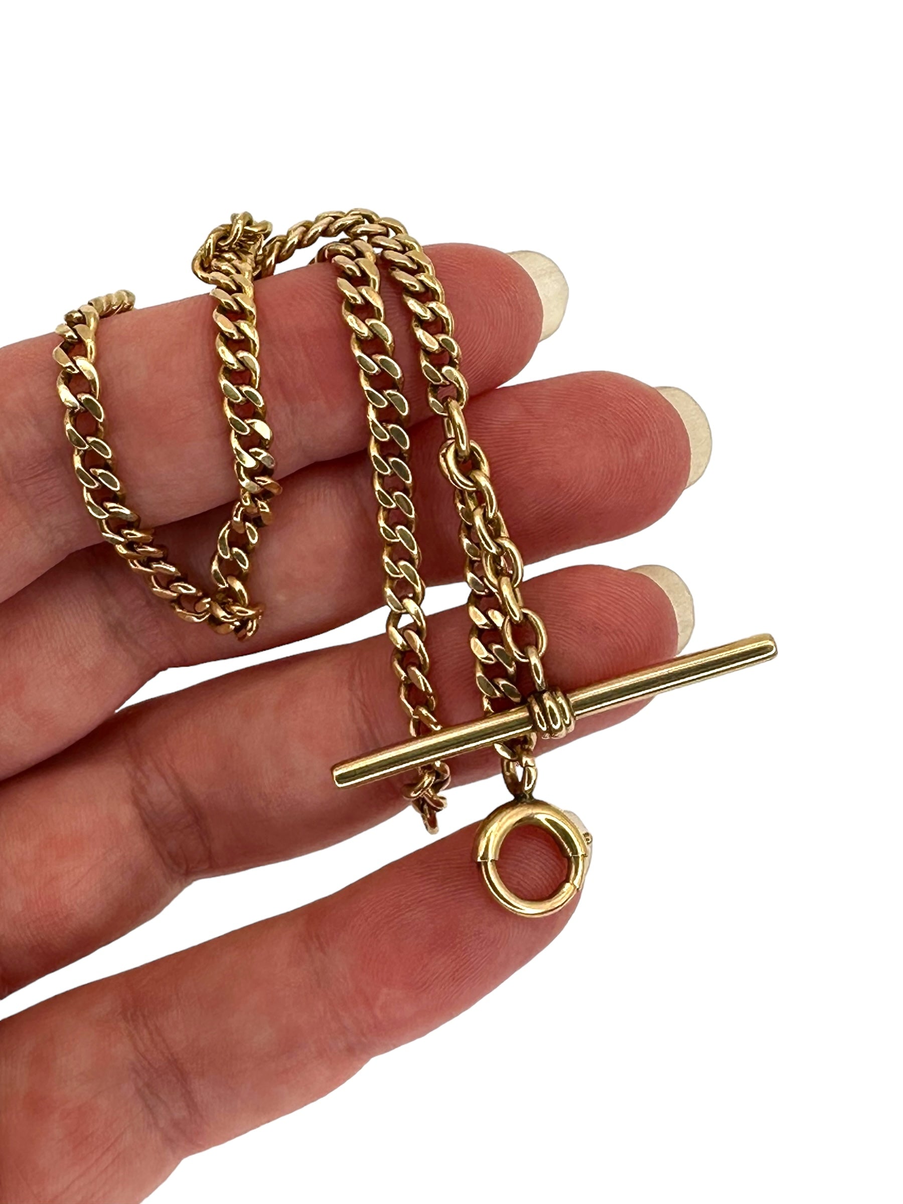 14k Curb T- Bar Watch Chain