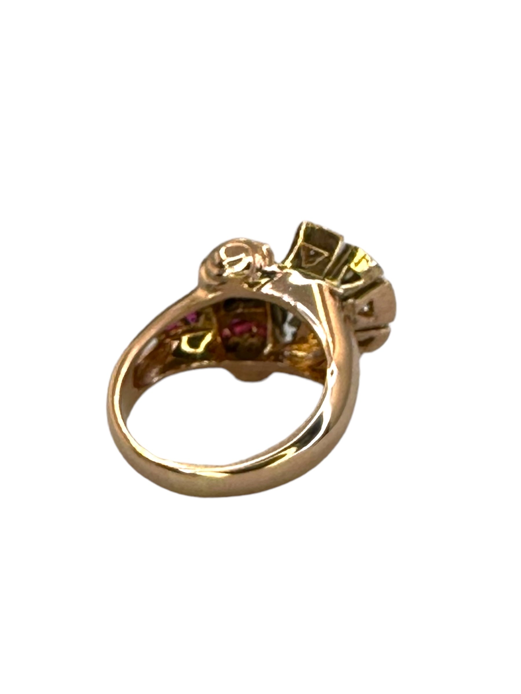 14k Retro Diamond Ruby Ring
