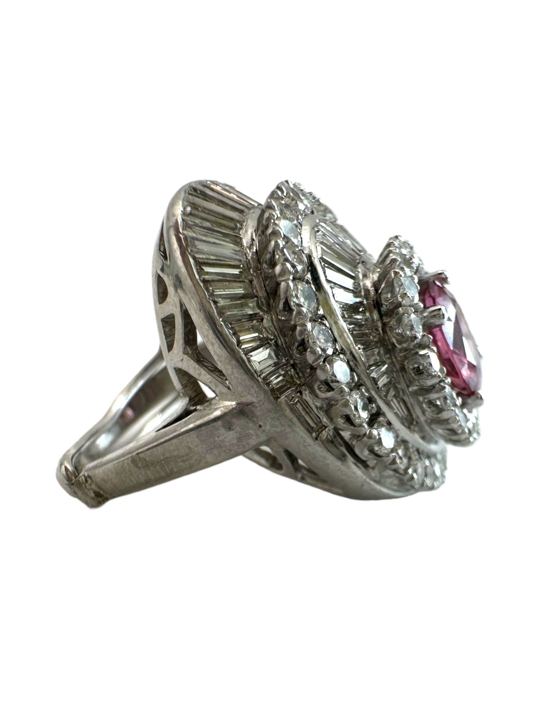 Platinum Sapphire Diamond Cocktail Ring