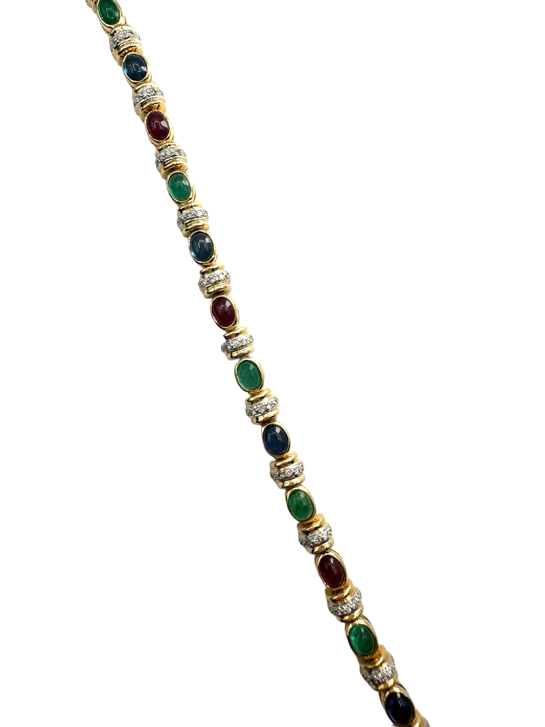 14k Emerald, Sapphire, Ruby, Diamond Bracelet