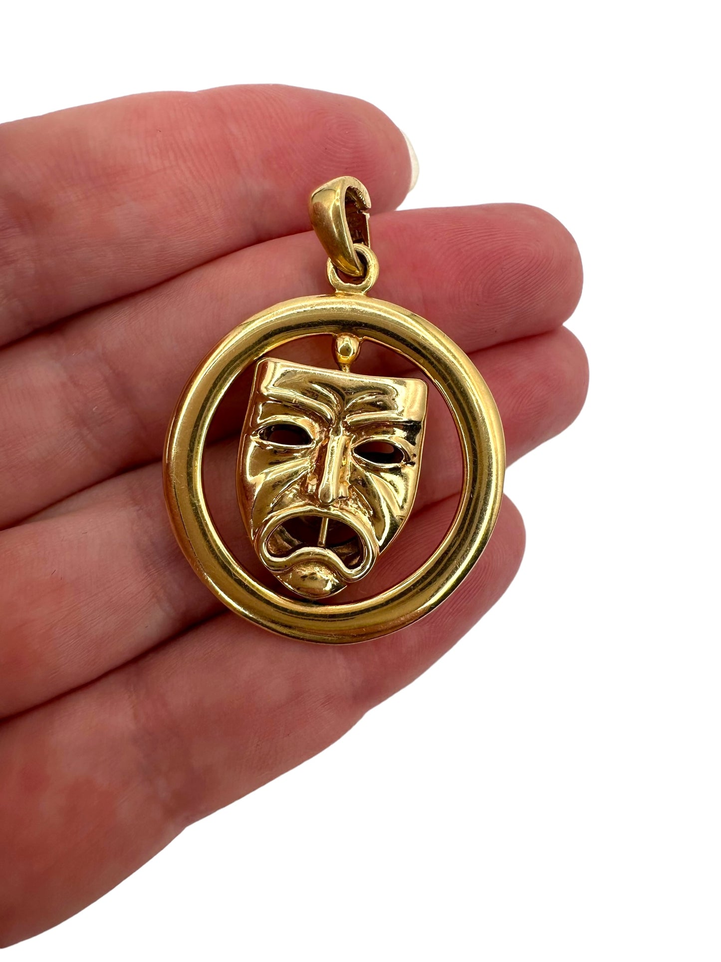14k Theatrical Articulating Mask Pendant