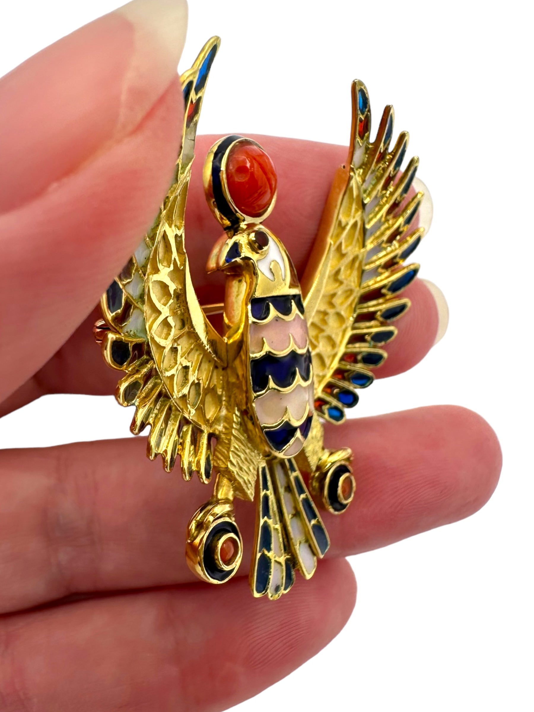 18k Horus Enamel Brooch