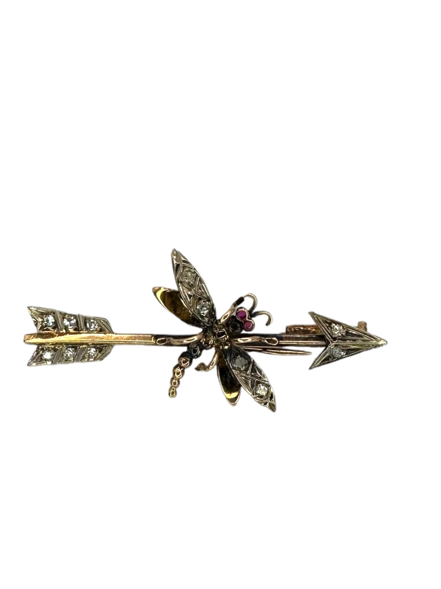 14k Diamond Arrow Dragonfly Pin