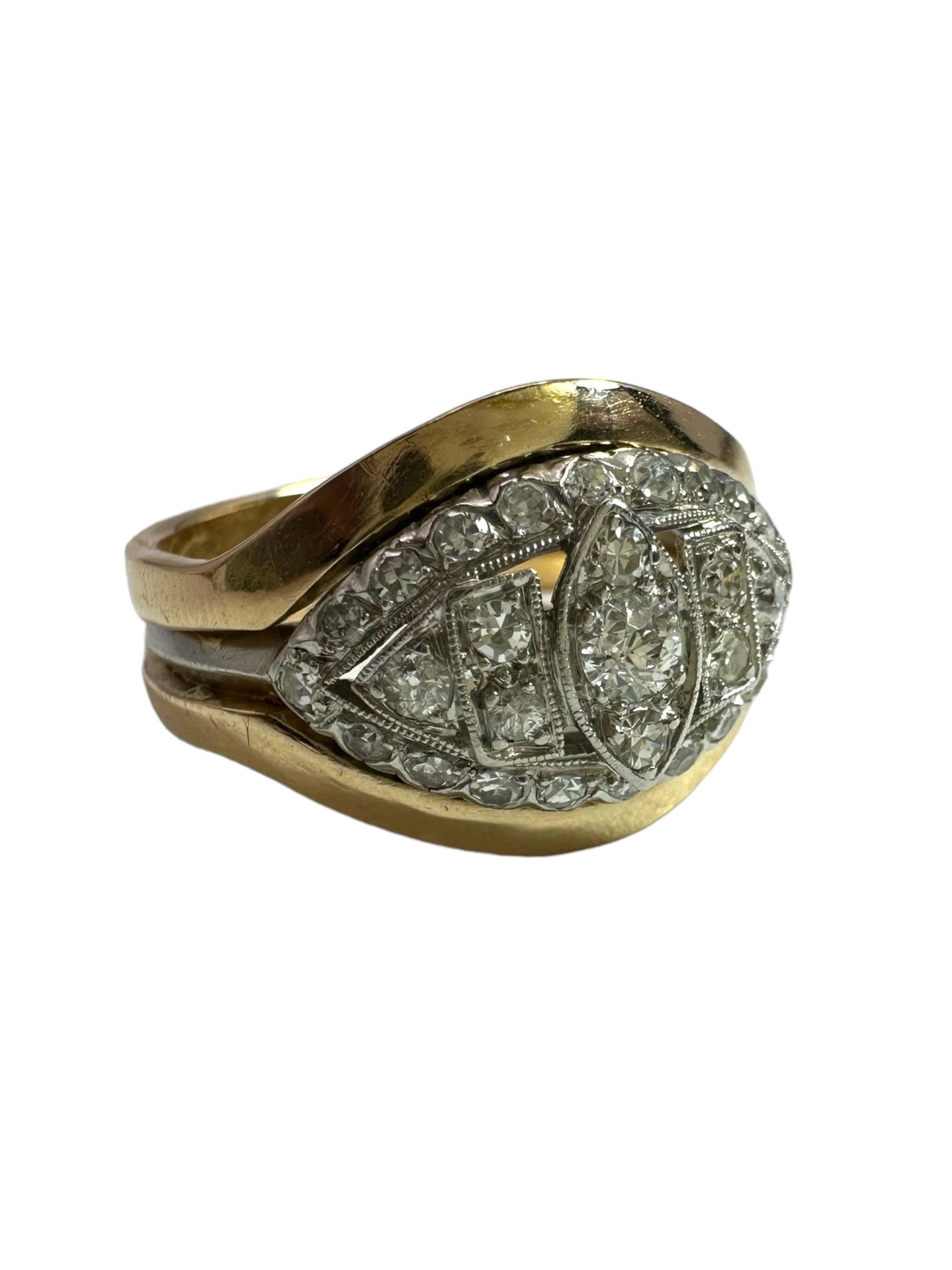 14k Platinum Old Euro Diamond Ring
