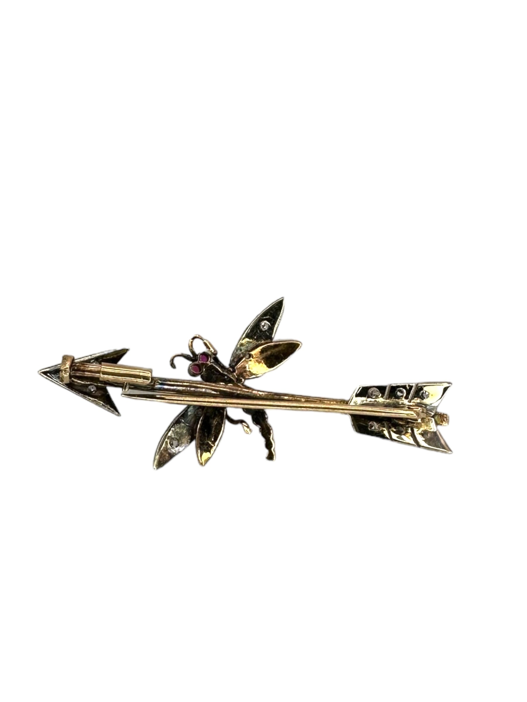 14k Diamond Arrow Dragonfly Pin